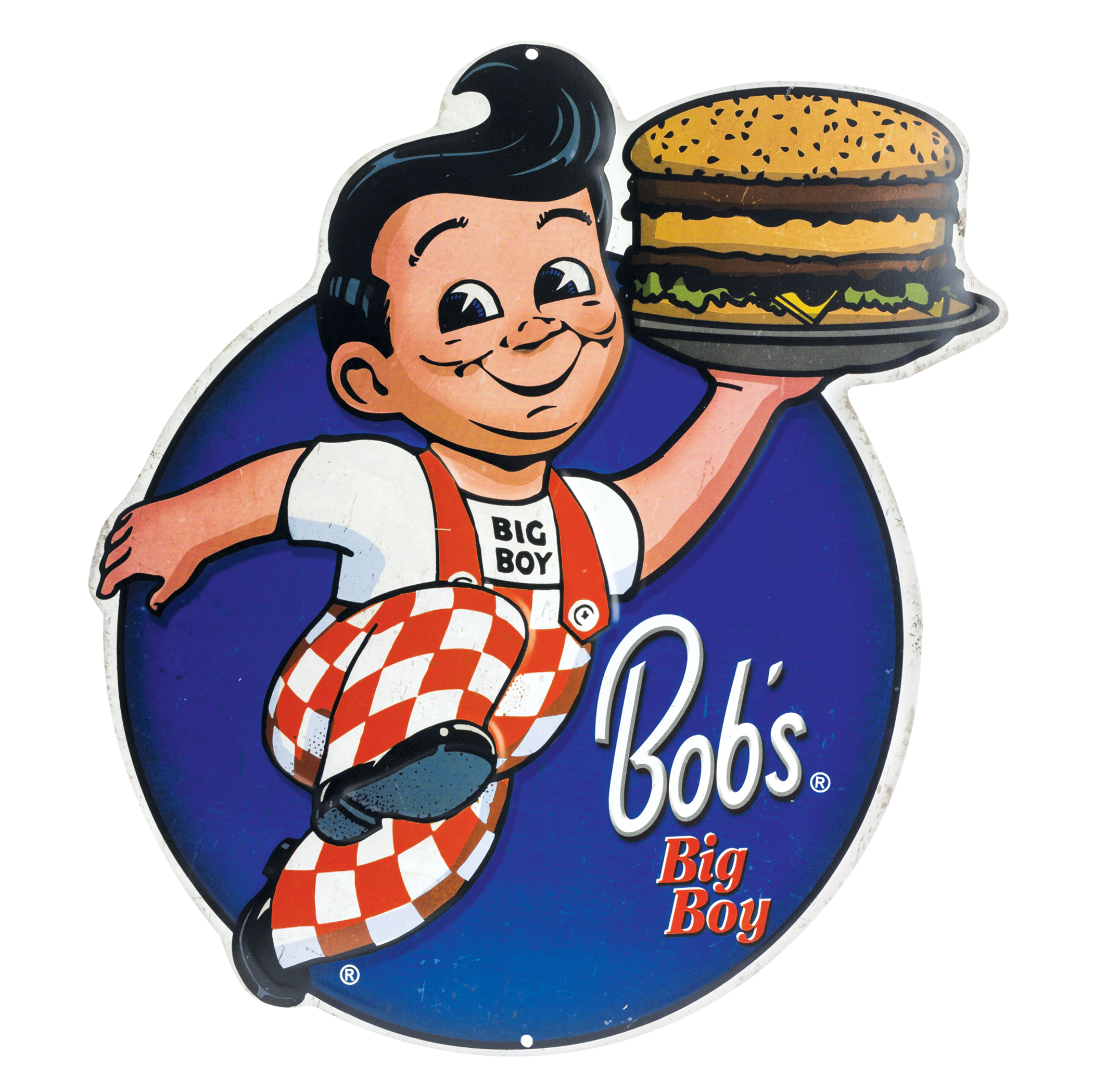 Vintage Bob's Big Boy Die Cut Novelty Tin Sign | Collections Etc.