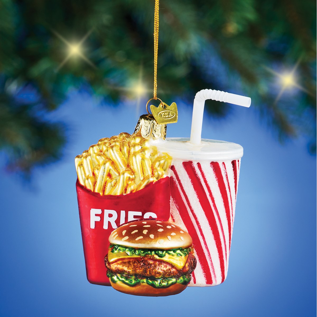 Glittery Glass Fast Food Christmas Tree Ornament | Collections Etc.