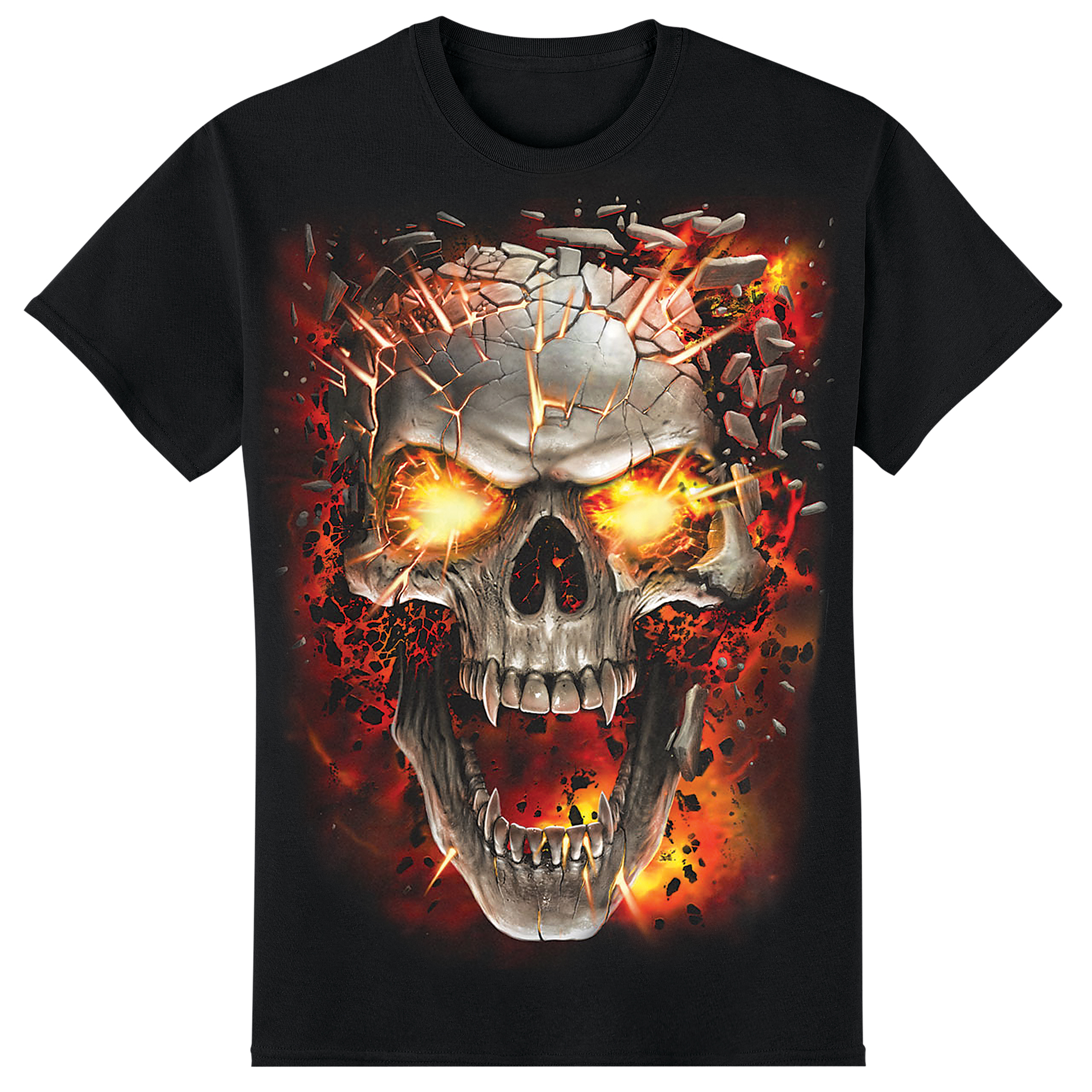 Fiery Skull Blast Oversized Graphic Cotton T-Shirt