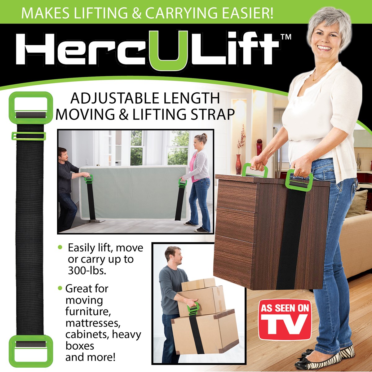 HercuLift Adjustable Length Moving and Lifting Strap Collections Etc.