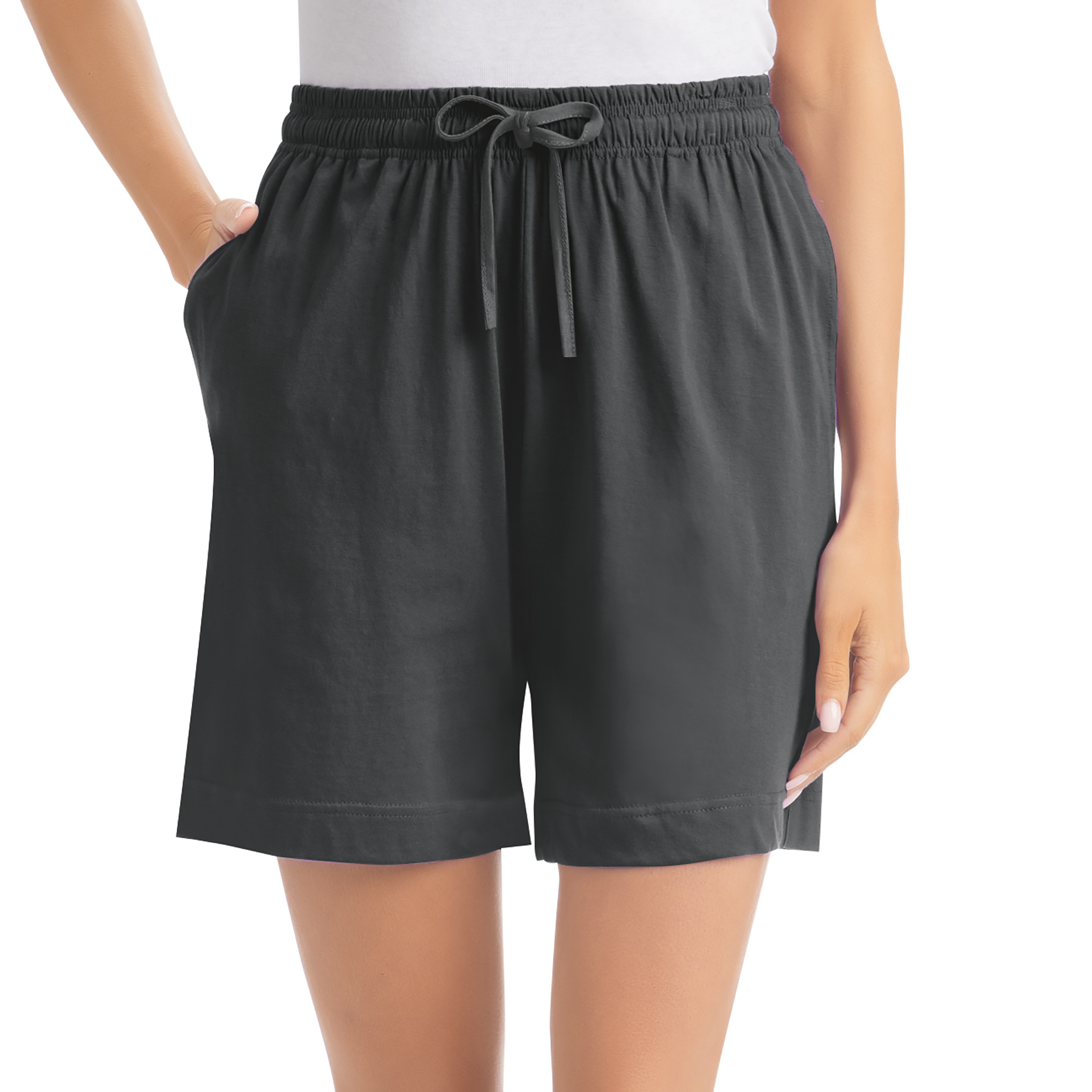 Drawstring Pull-On Knit Jersey Shorts with Side Pockets | Machine Wash, Cotton