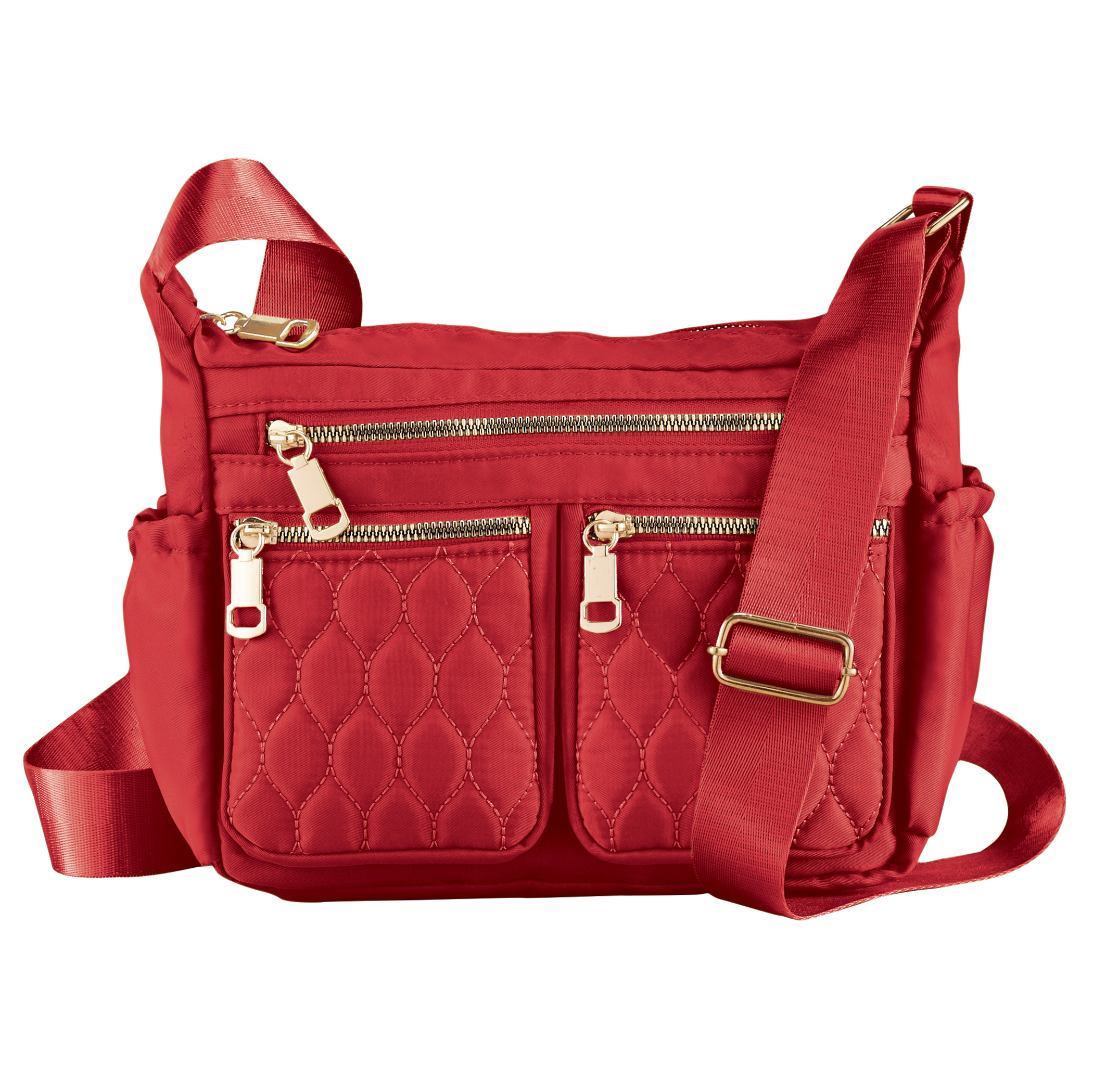 Adjustable Multi Zip Pockets Cross-Body Handbag