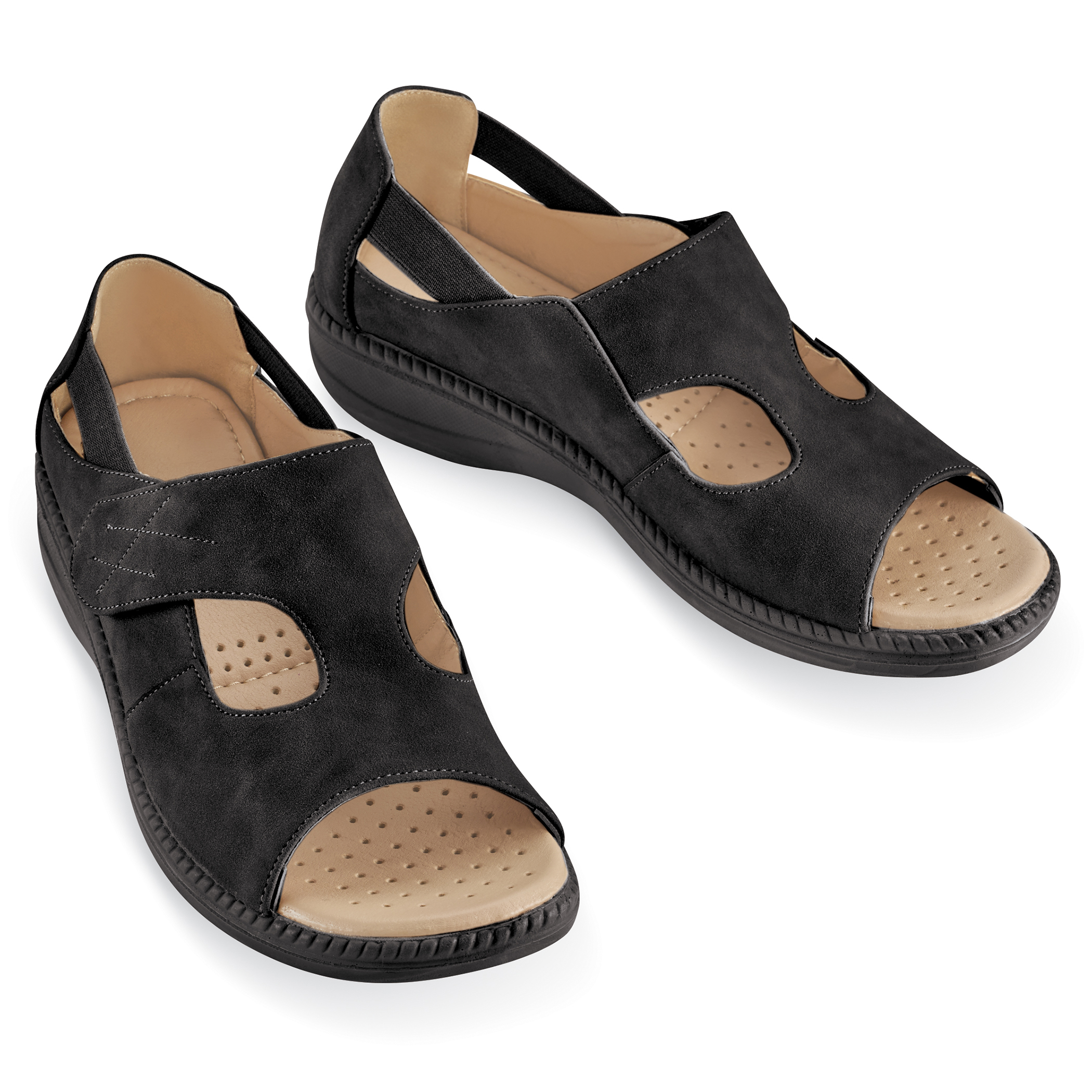 Adjustable Touch Closure Comfort Walking Sandals 10 Black