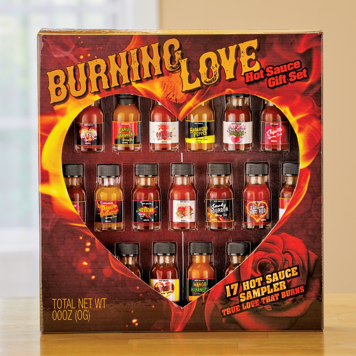 Burning Love Hot Sauce Gift Set 17 Hot Sauce Sampler Collections Etc.