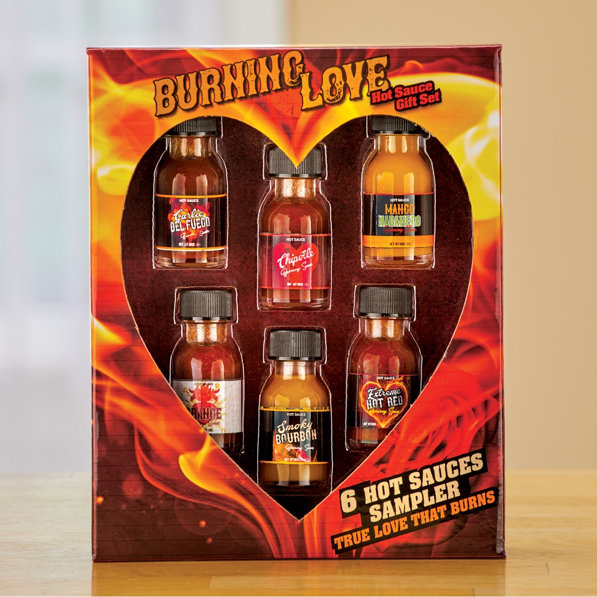 Burning Love 6Pack Mini Hot Sauce Lovers Gift Set Collections Etc.