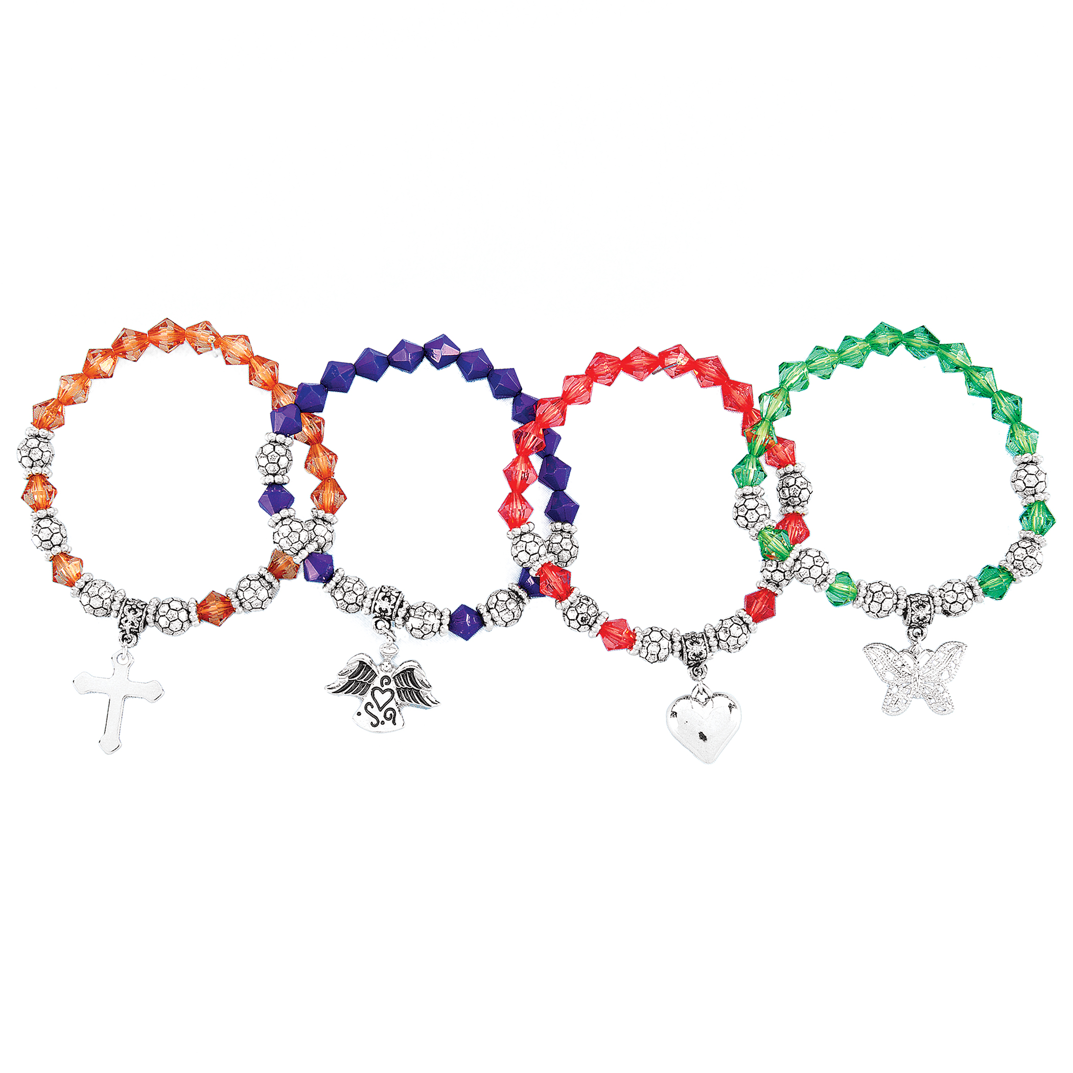 Inspirational Stretch Charm Bracelets - Set of 4
