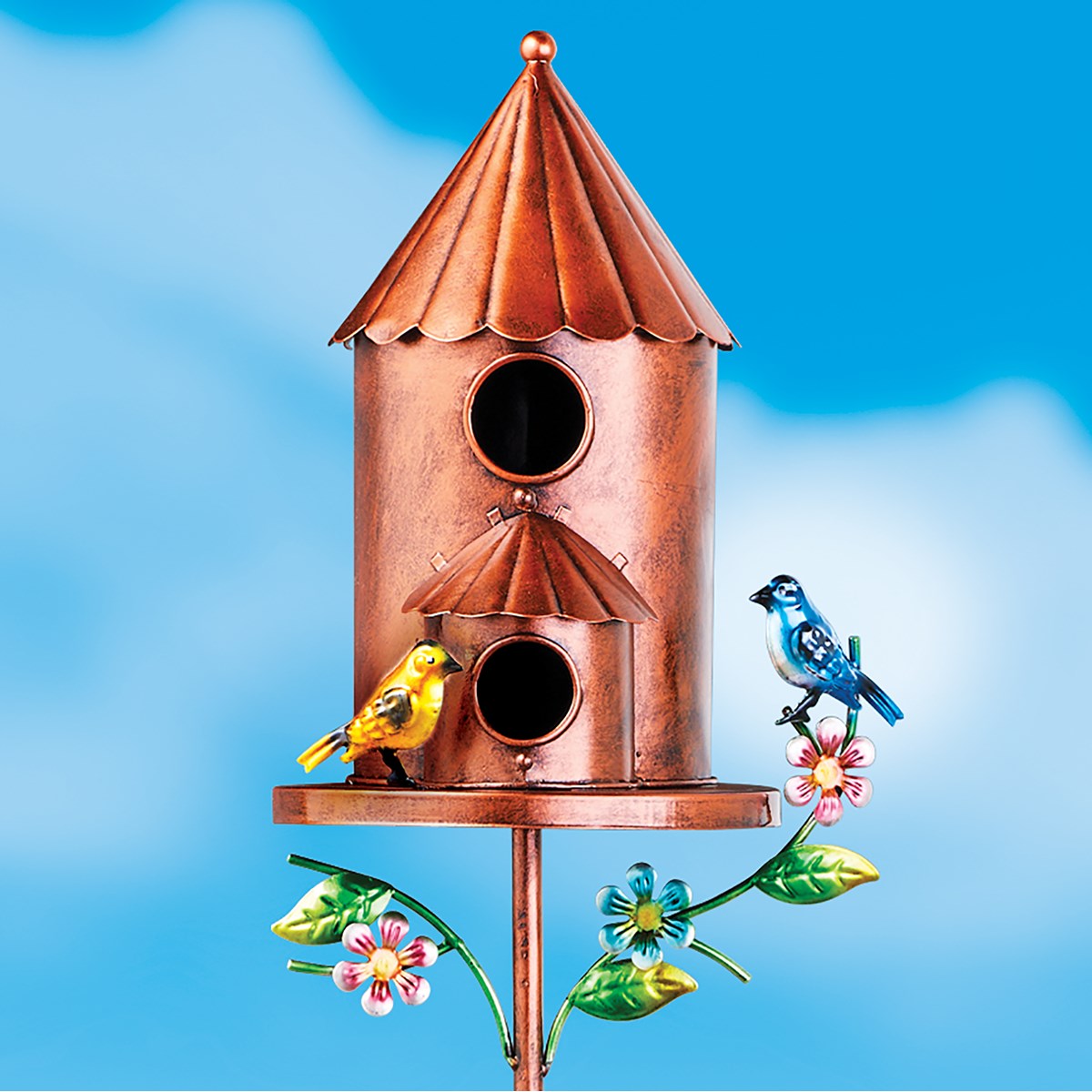 Decorative Copper Finish Birdhouse Garden Stake Collections Etc.