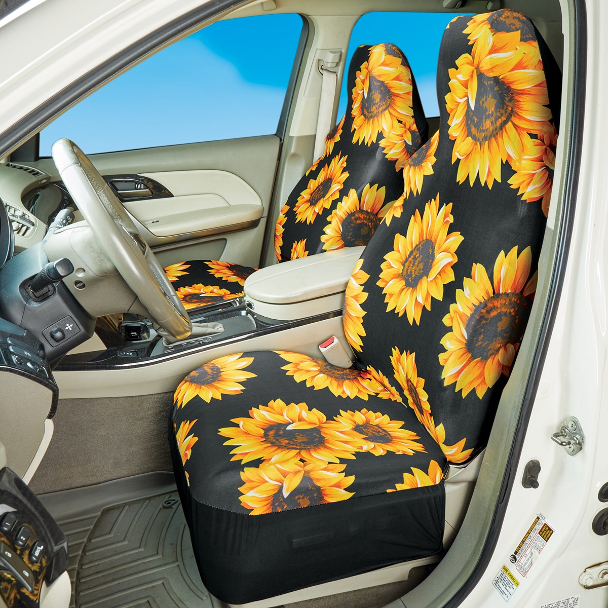 2Piece Sunflower Front & Rear Automotive Seat Covers Set Collections
