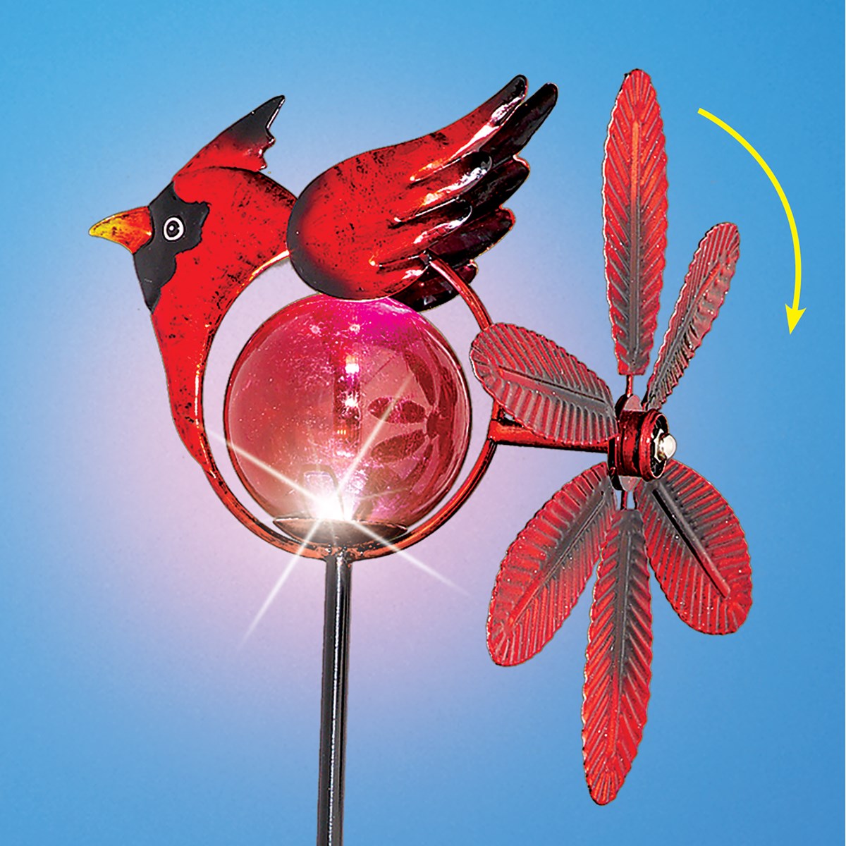 Colorful Solar Cardinal Wind Spinner Garden Stake Collections Etc.