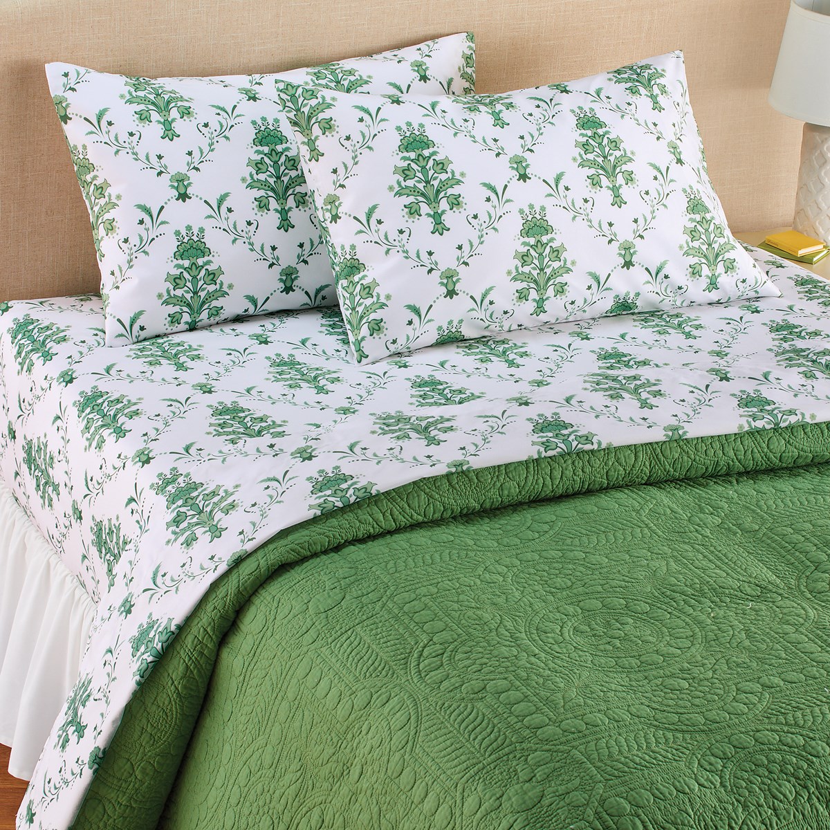 Floral Medallion Pattern Bed Sheet and Pillowcase Set Collections Etc.