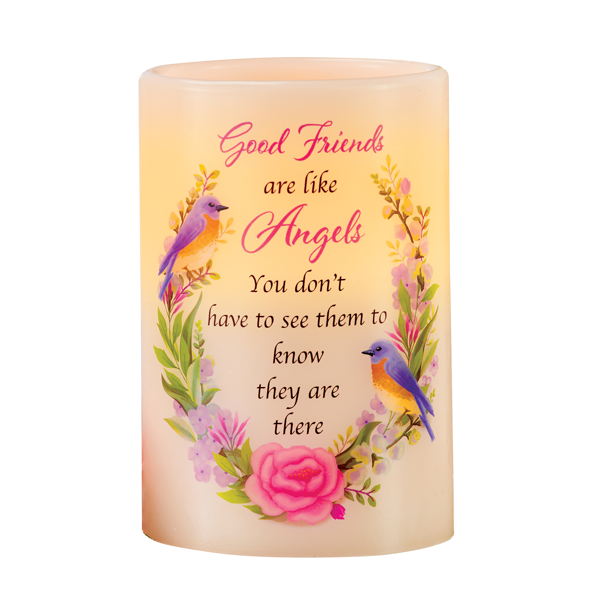 Friends Are Like Angels LED Flameless Candle 4 X 4 X 6 White