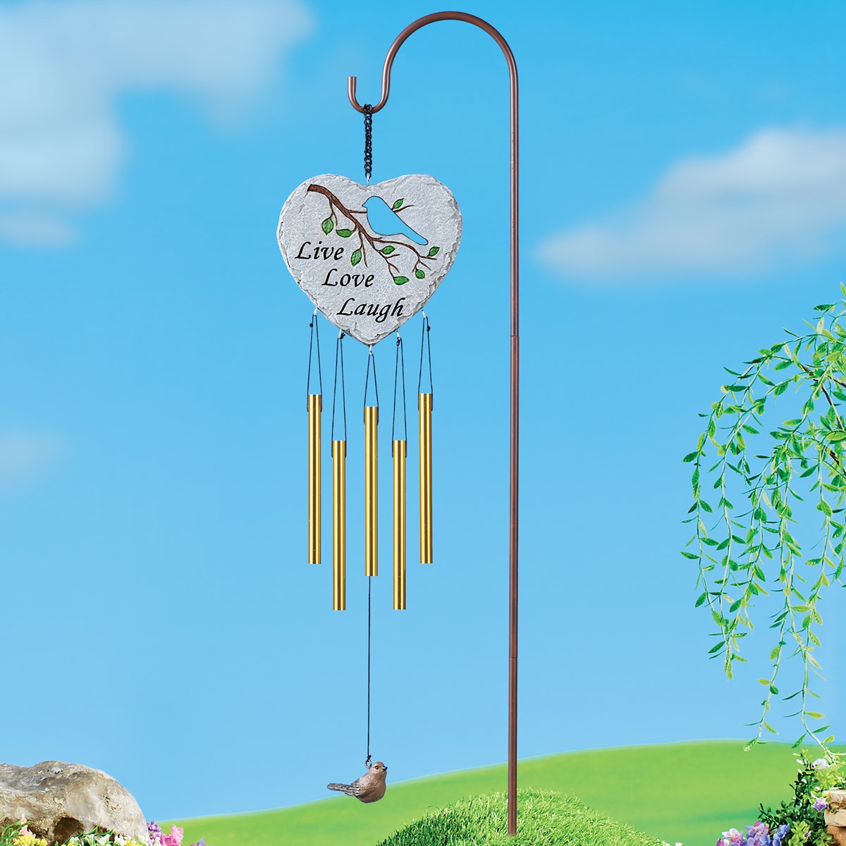 Live, Love, Laugh Inspirational Wind Chime Garden Stake Collections Etc.