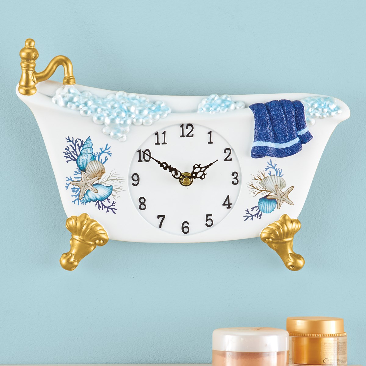HandPainted Beach Seashell Bathtub Wall Clock Decor Collections Etc.