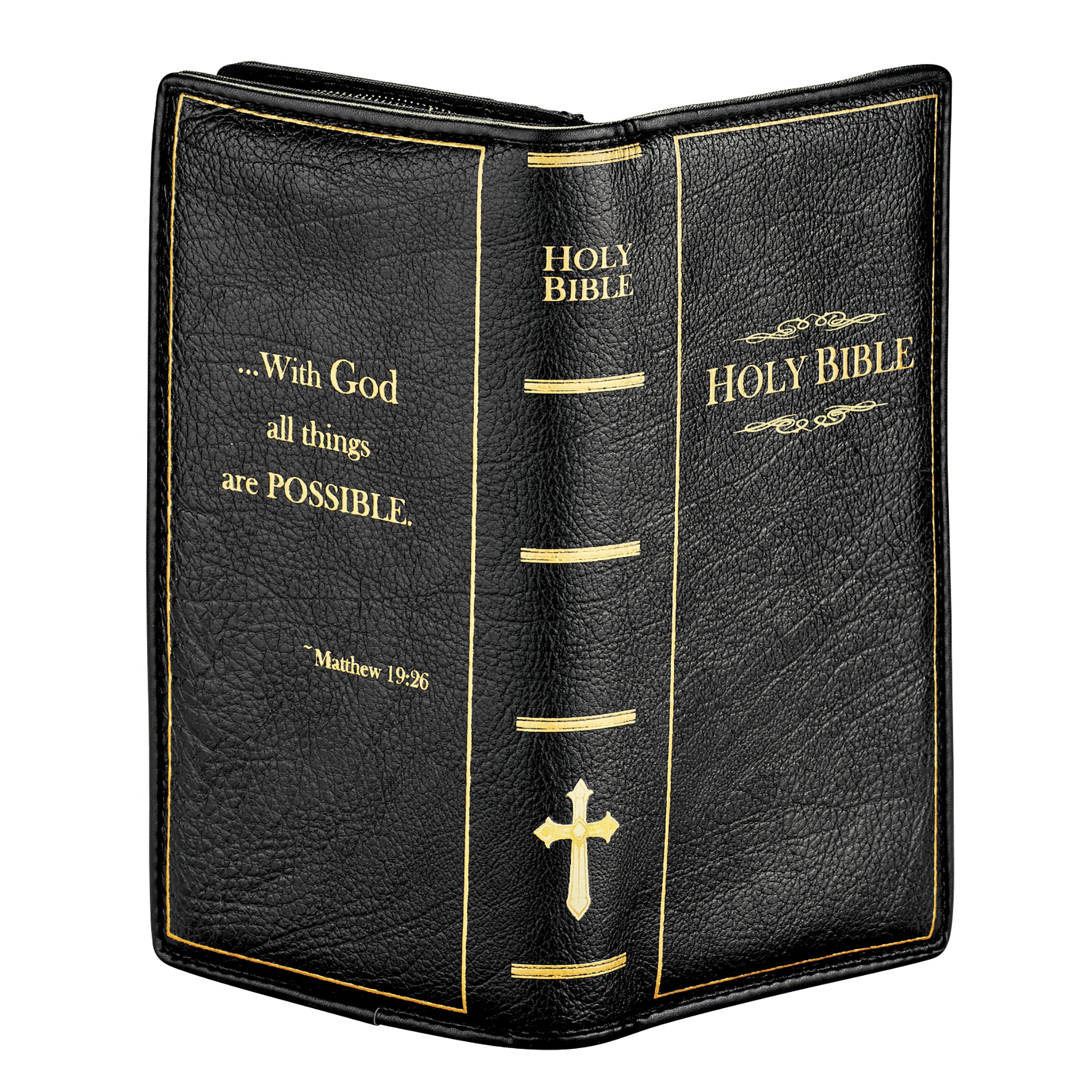 Leather-Look Vinyl Cover Holy Bible Zippered Wallet