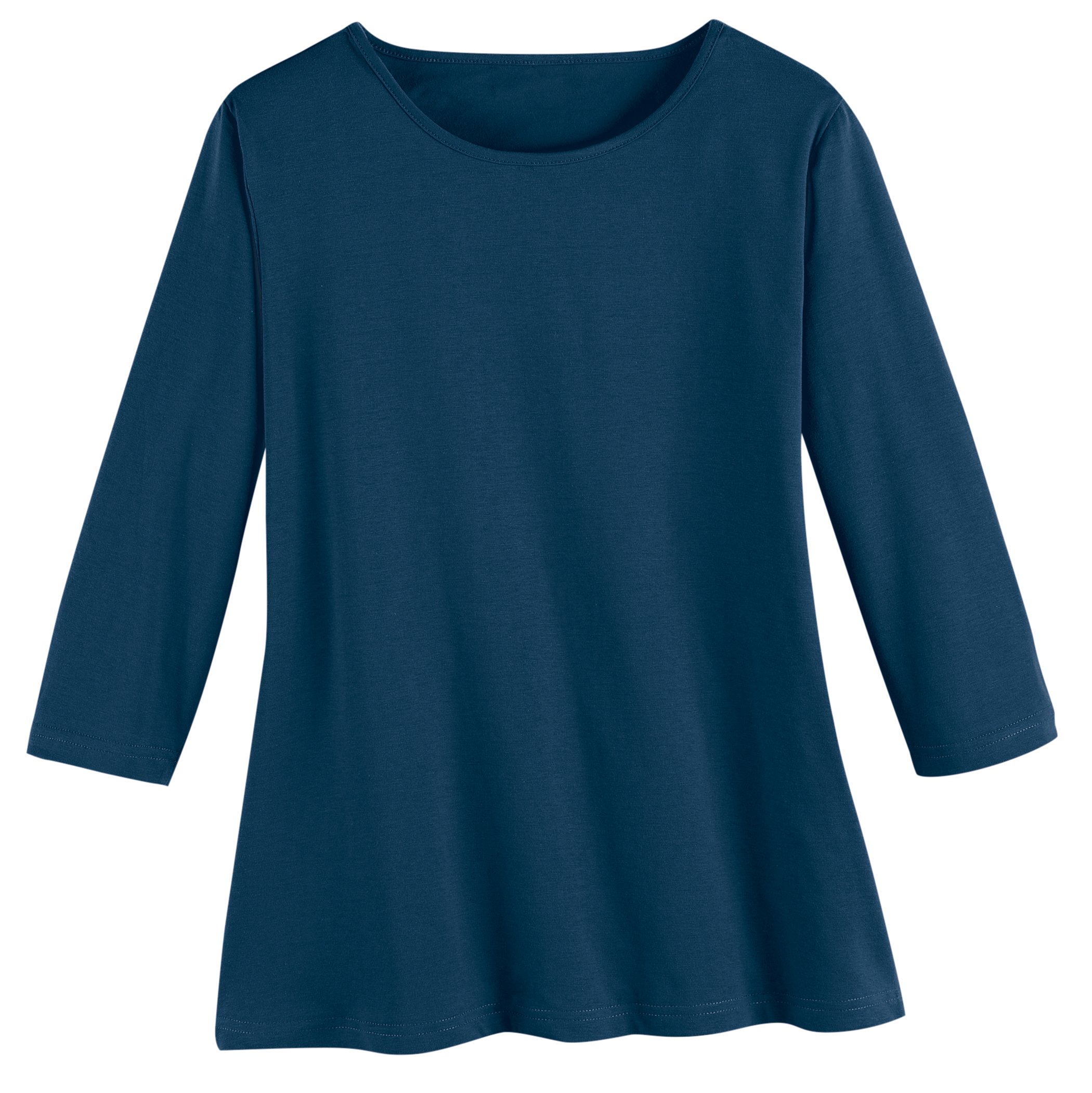 Versatile 3/4 Sleeve & Scooped Neckline Cotton Knit Top - Picture 7 of 10