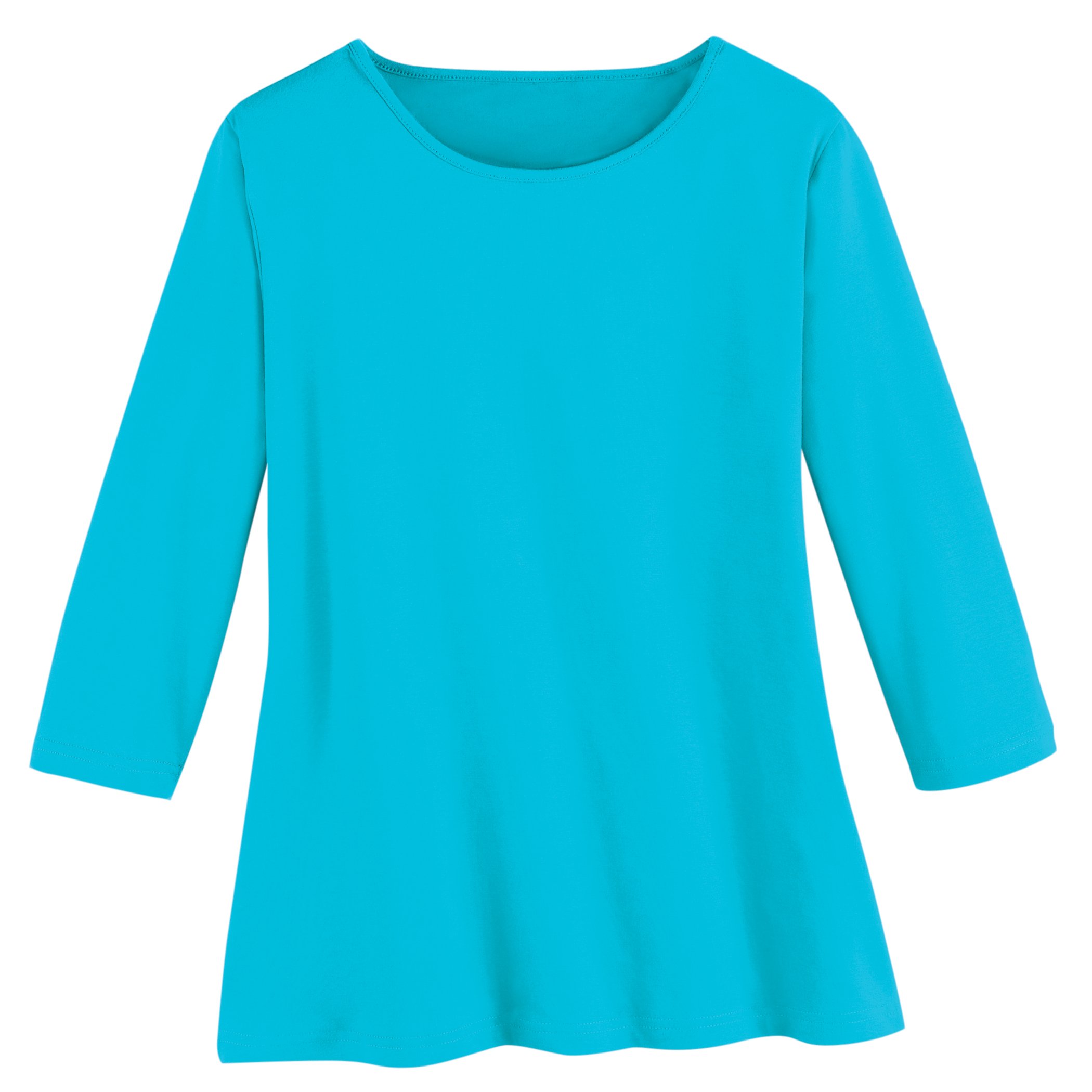 Versatile 3/4 Sleeve & Scooped Neckline Cotton Knit Top - Picture 9 of 10