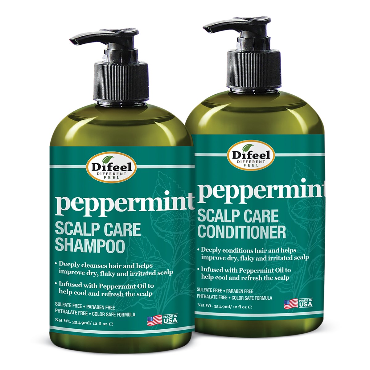 Difeel Peppermint Scalp Care Shampoo & Conditioner Set Collections Etc.