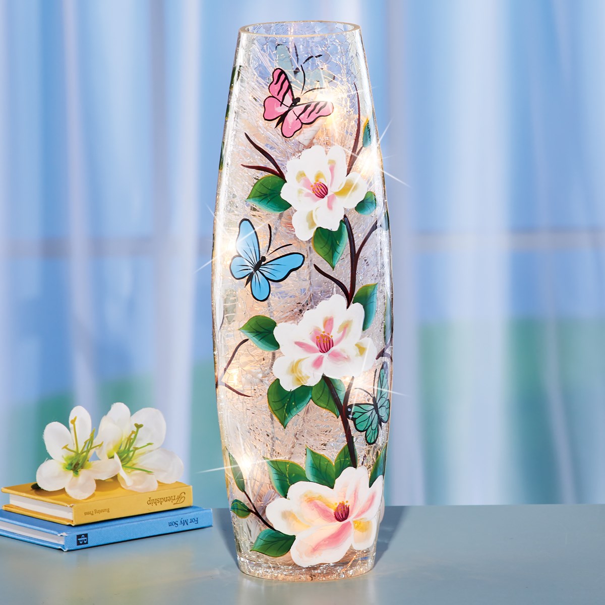 Magnolia Garden Glass Tabletop Hurricane Lamp Collections Etc.