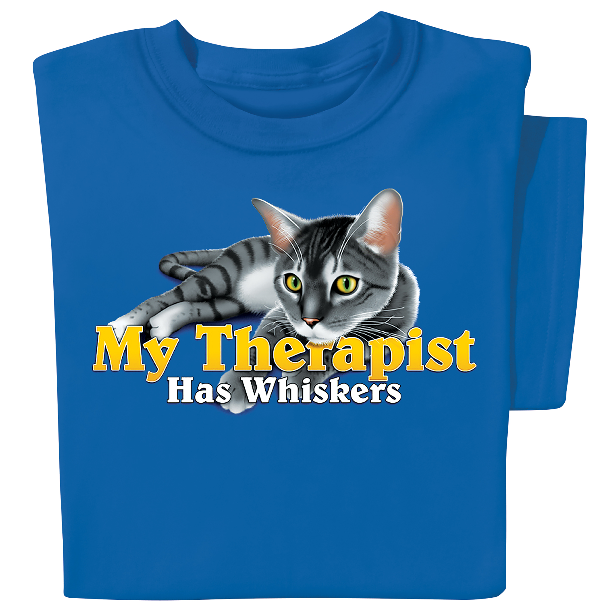 My Therapist Has Whiskers Funny Cat Graphic T-Shirt Large Iris Unisex