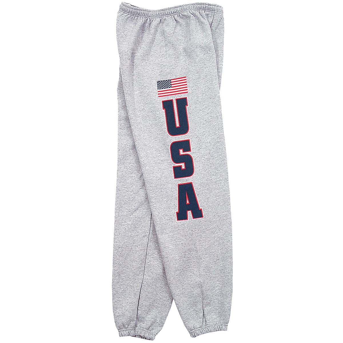 Elastic Waistband USA Flag Grey Jogger Sweatpants Collections Etc.