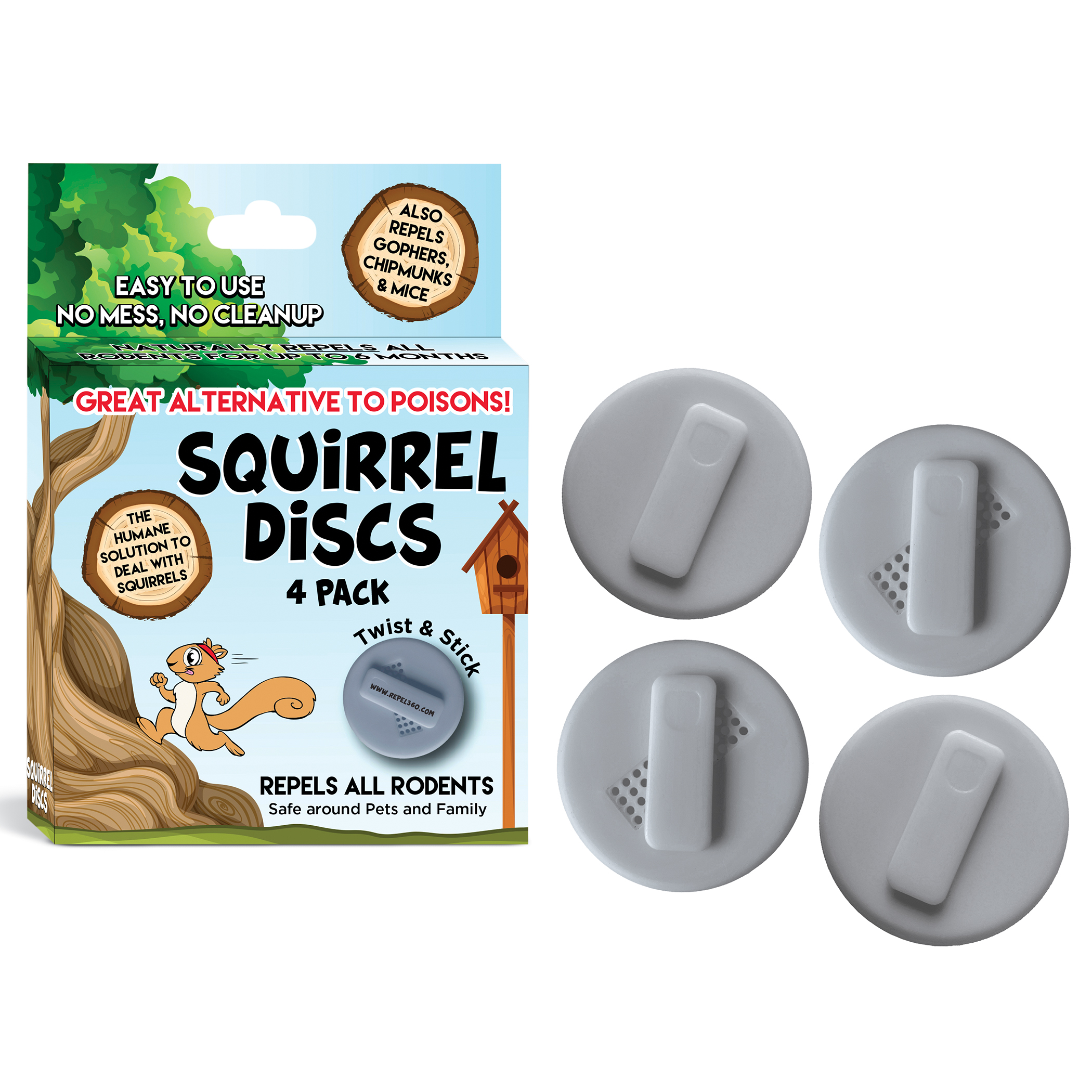 Humane Squirrel Discs Rodent Repellent - 4-Pack NO SIZE