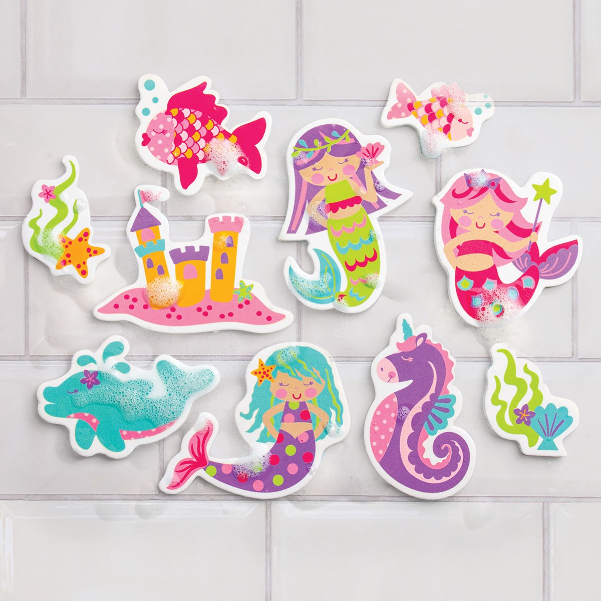 10Piece Children's Float and Stick Foam Bath Toys Collections Etc.