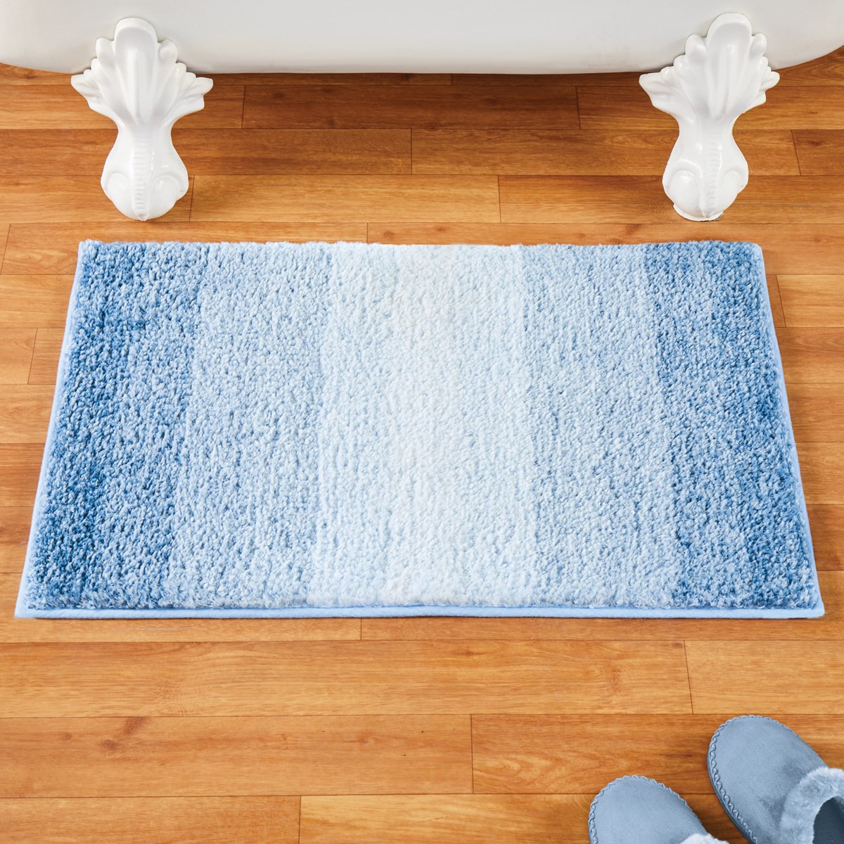Ombre Stripe Plush SkidResistant Tufted Bath Mat Collections Etc.