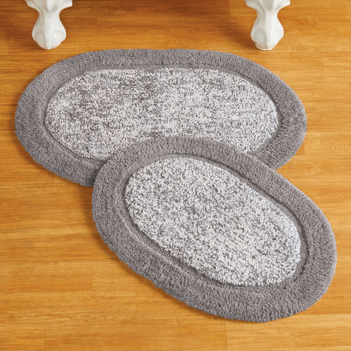 2Piece SkidResistant Absorbent Oval Plush Bath Rug Set Collections Etc.