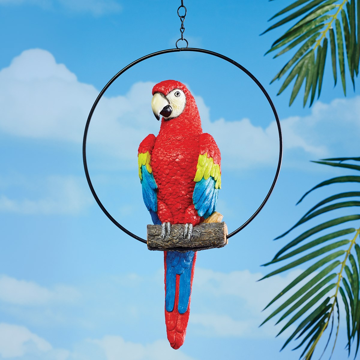 HandPainted Hanging Tropical Parrot on Swing Yard Decor Collections Etc.