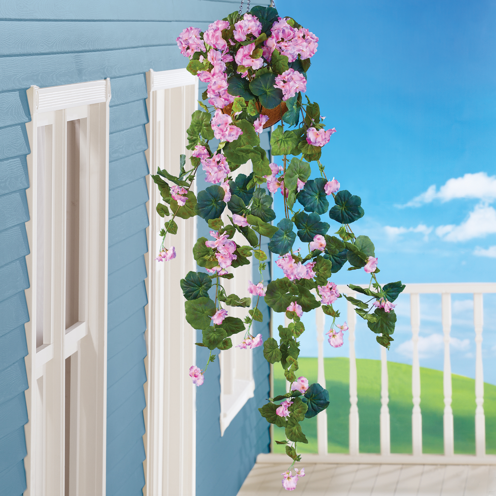 Hanging Artificial Colorful Begonia Bush Plant - Picture 4 of 6