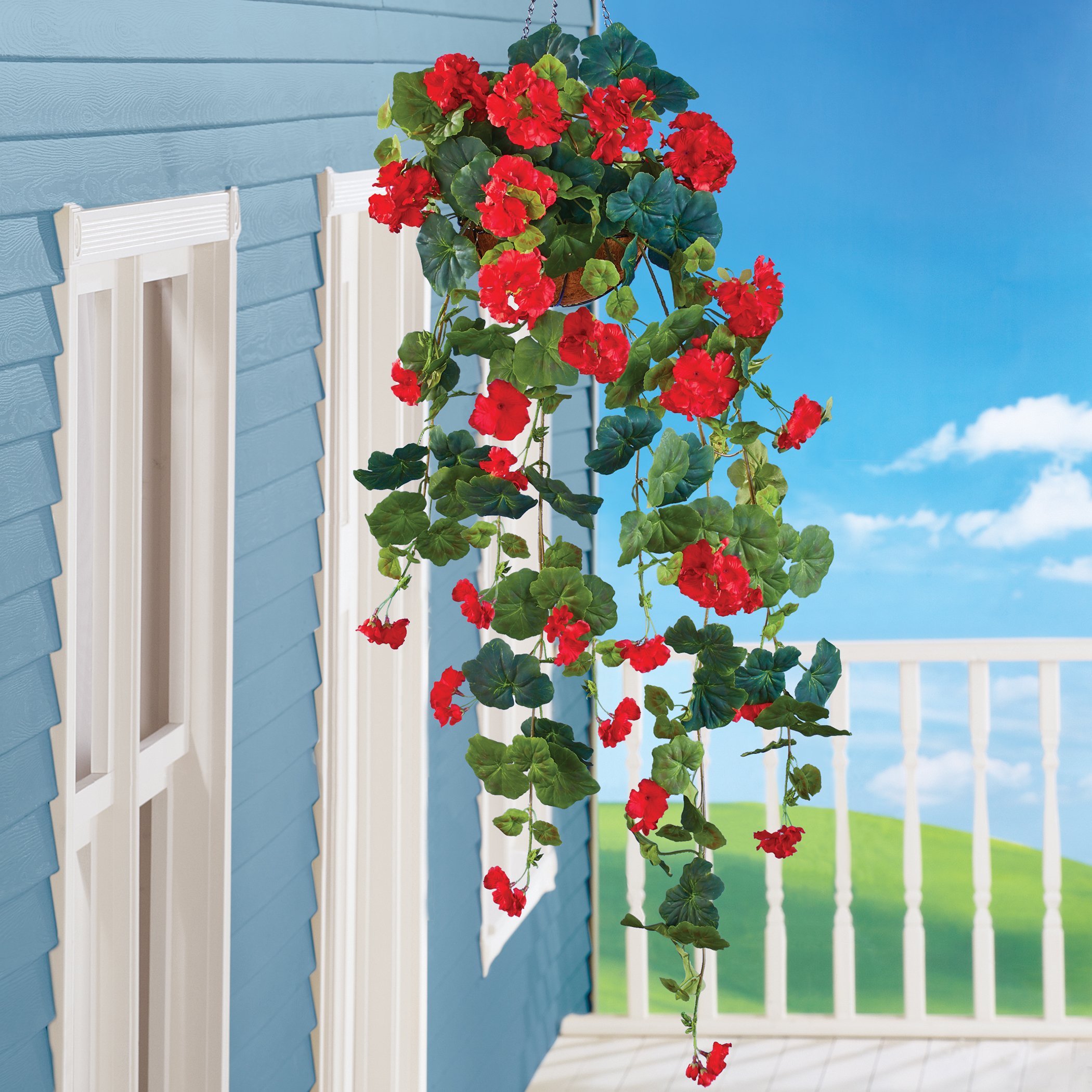 Hanging Artificial Colorful Begonia Bush Plant - Picture 6 of 6