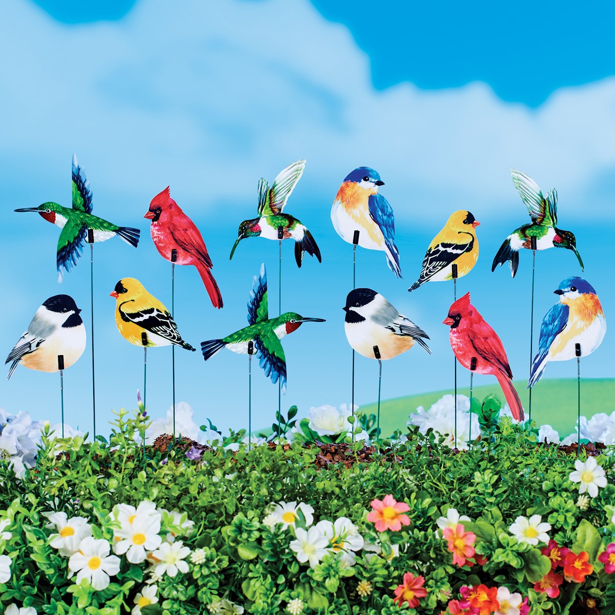 Colorful Bird Decorative Garden Stakes Set of 24 Collections Etc.