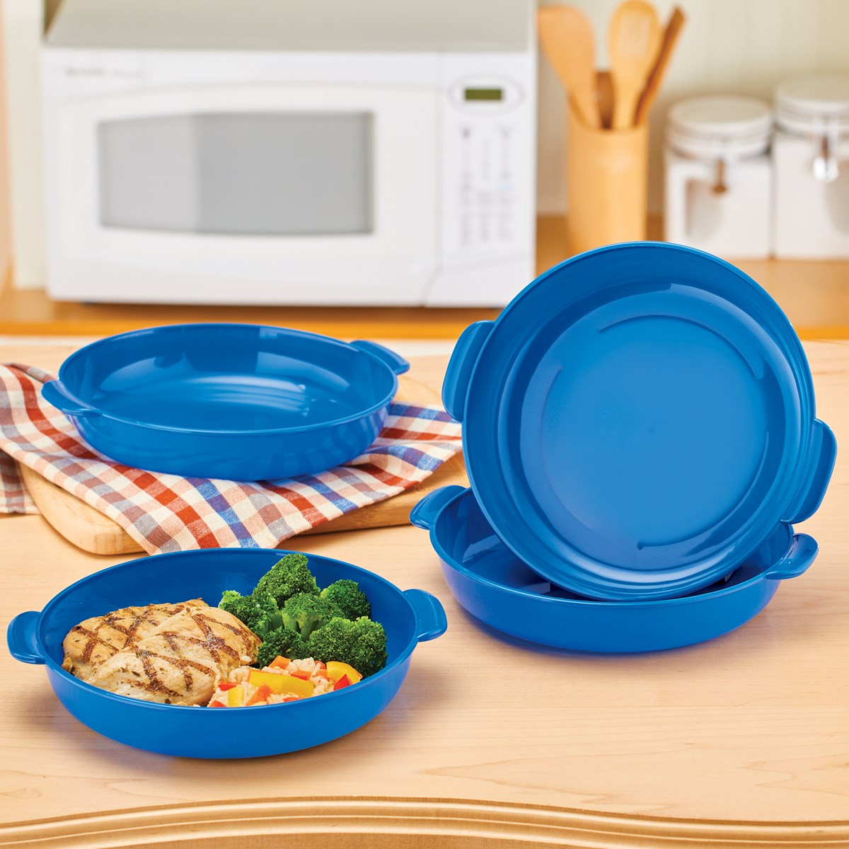 Stackable Plastic Microwave Plates Set of 4 Collections Etc.