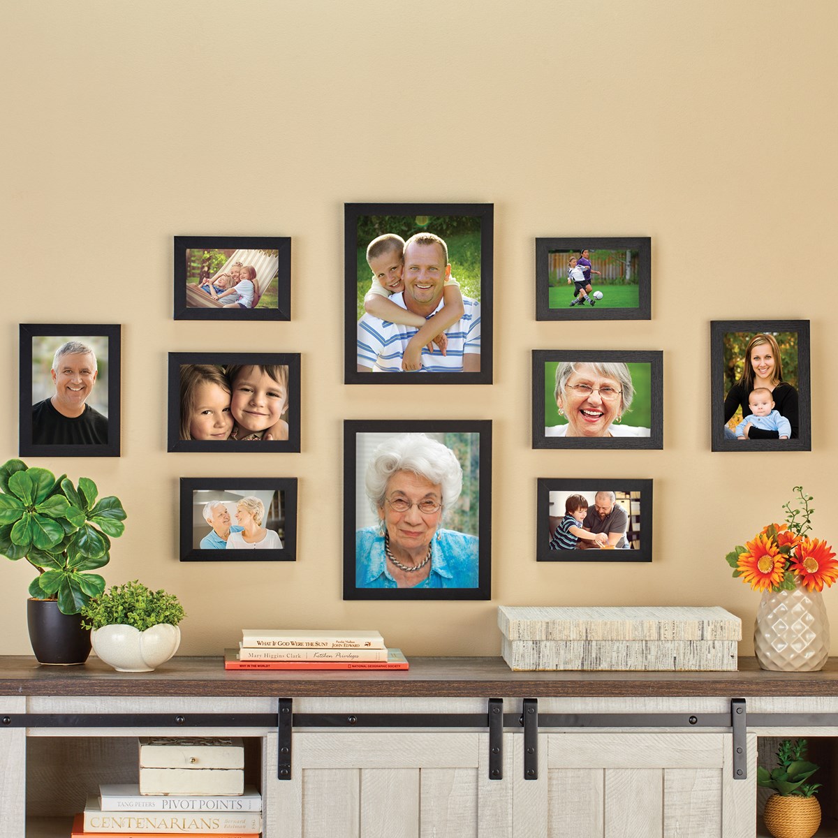Black Wooden Photo Frames Set of 10 Collections Etc.