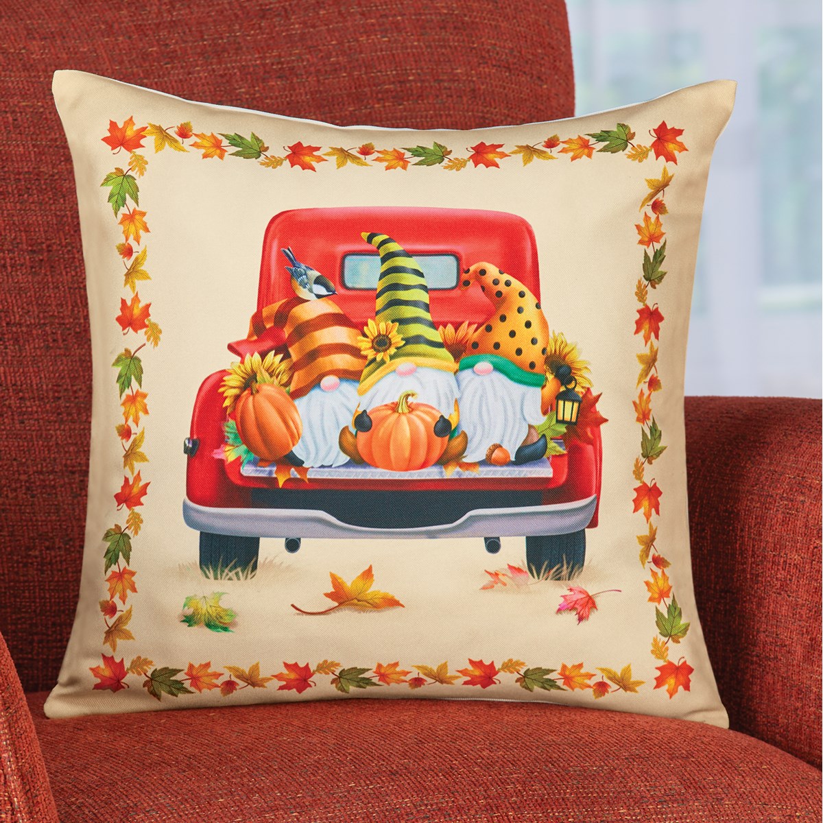 Fall Gnomes in Vintage Truck Accent Pillow Collections Etc.