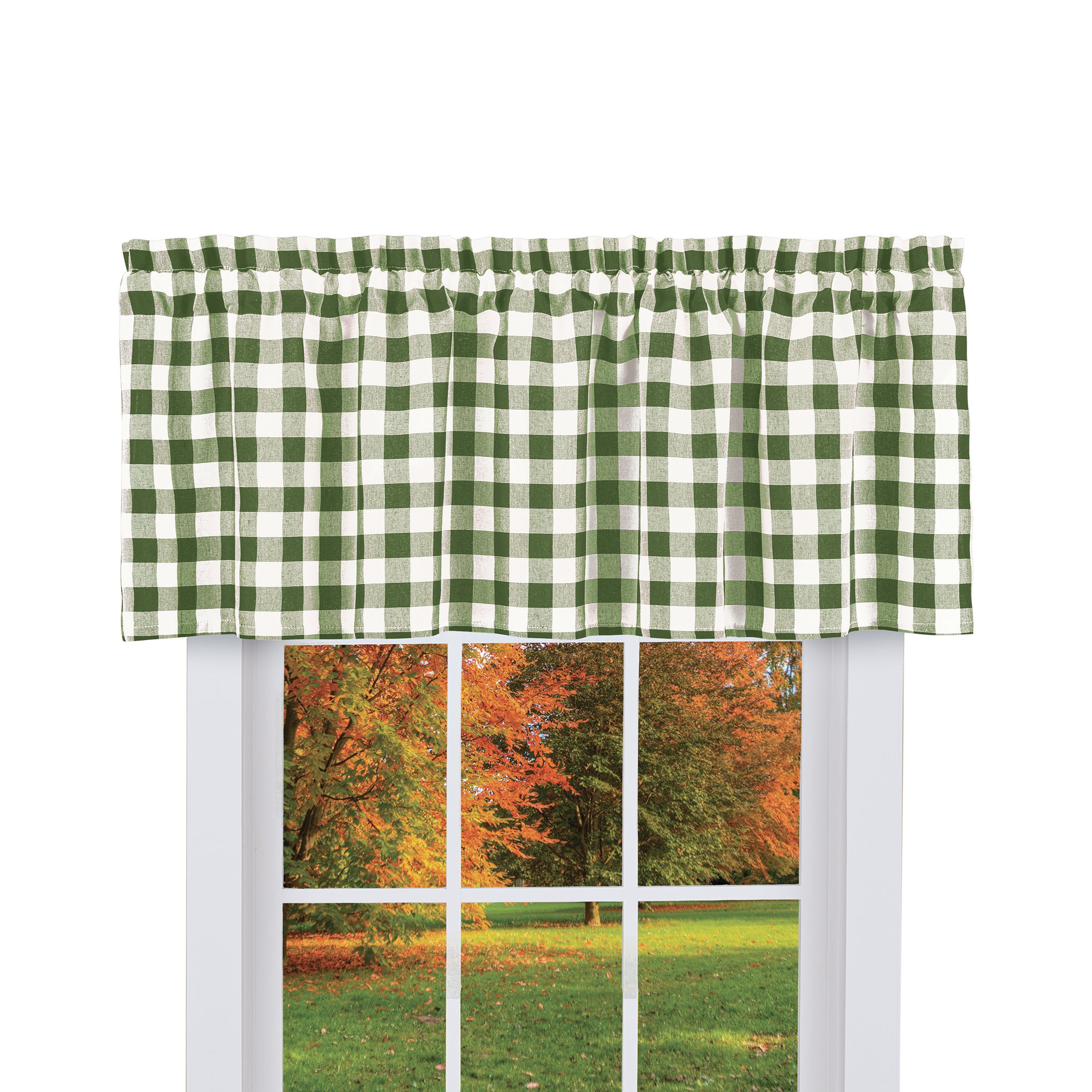 Buffalo Check Farmhouse Café Curtain Collection, Sage, Valance