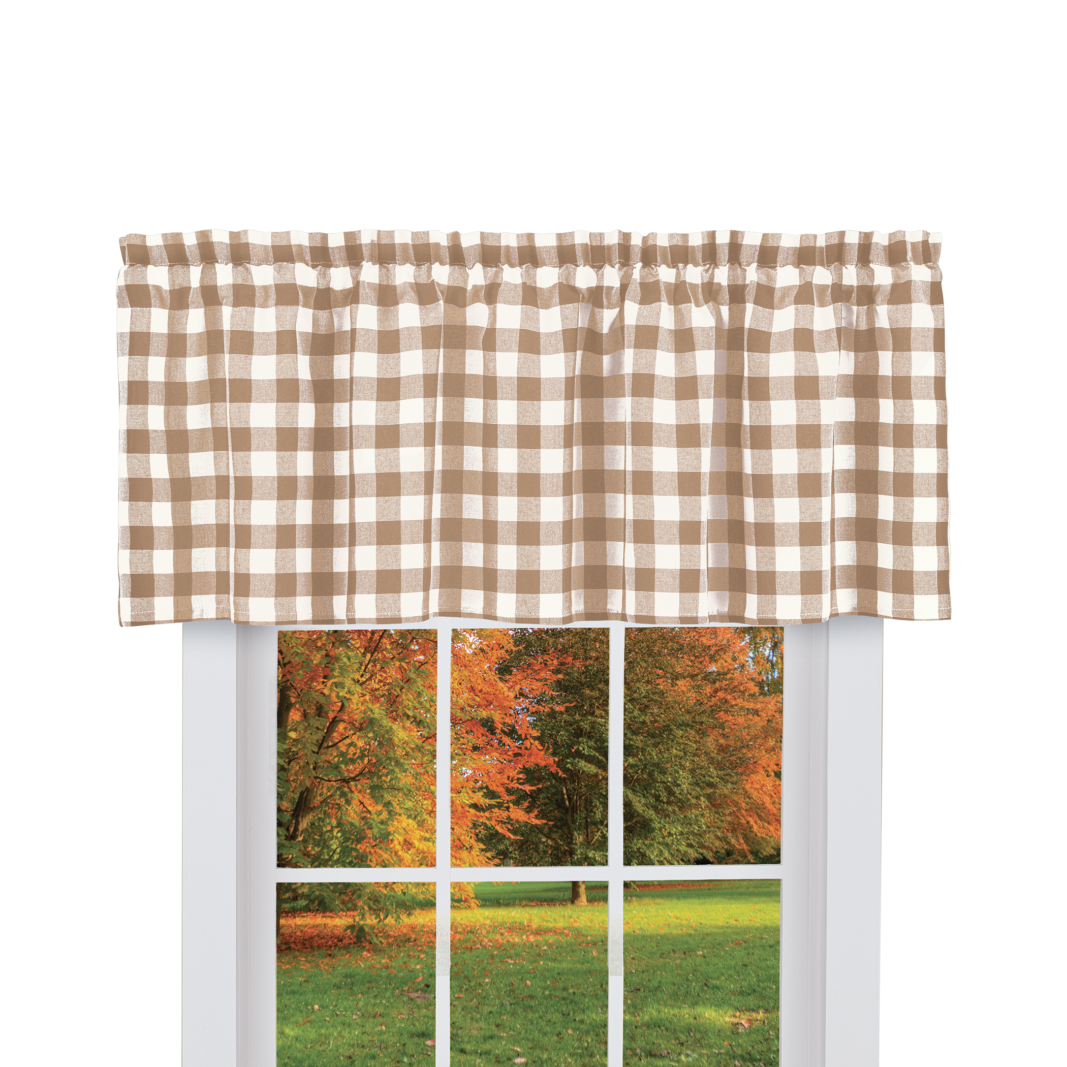 Buffalo Check Farmhouse Café Curtain Collection, Taupe, Valance