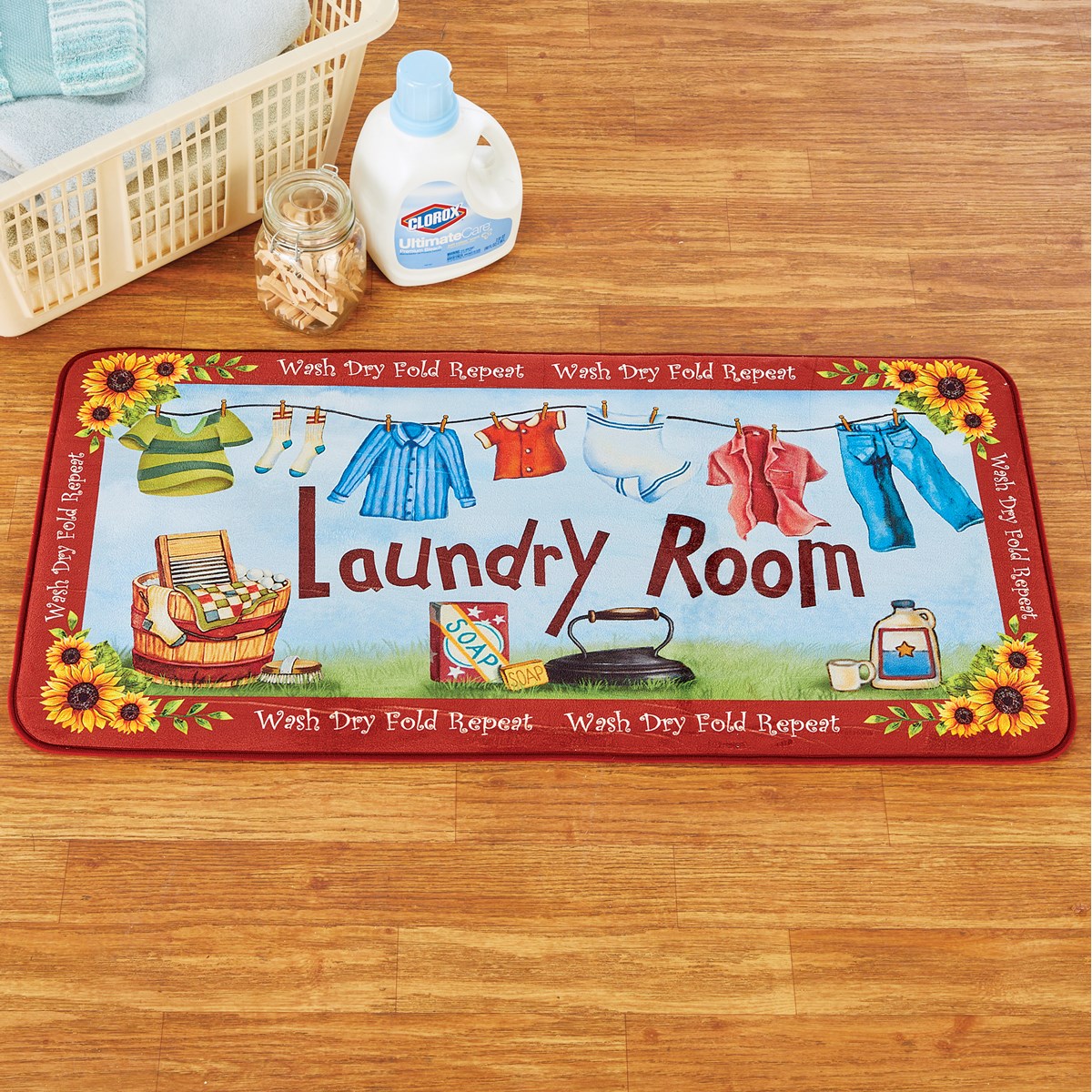 Colorful Fall Washday Laundry Room Mat | Collections Etc.