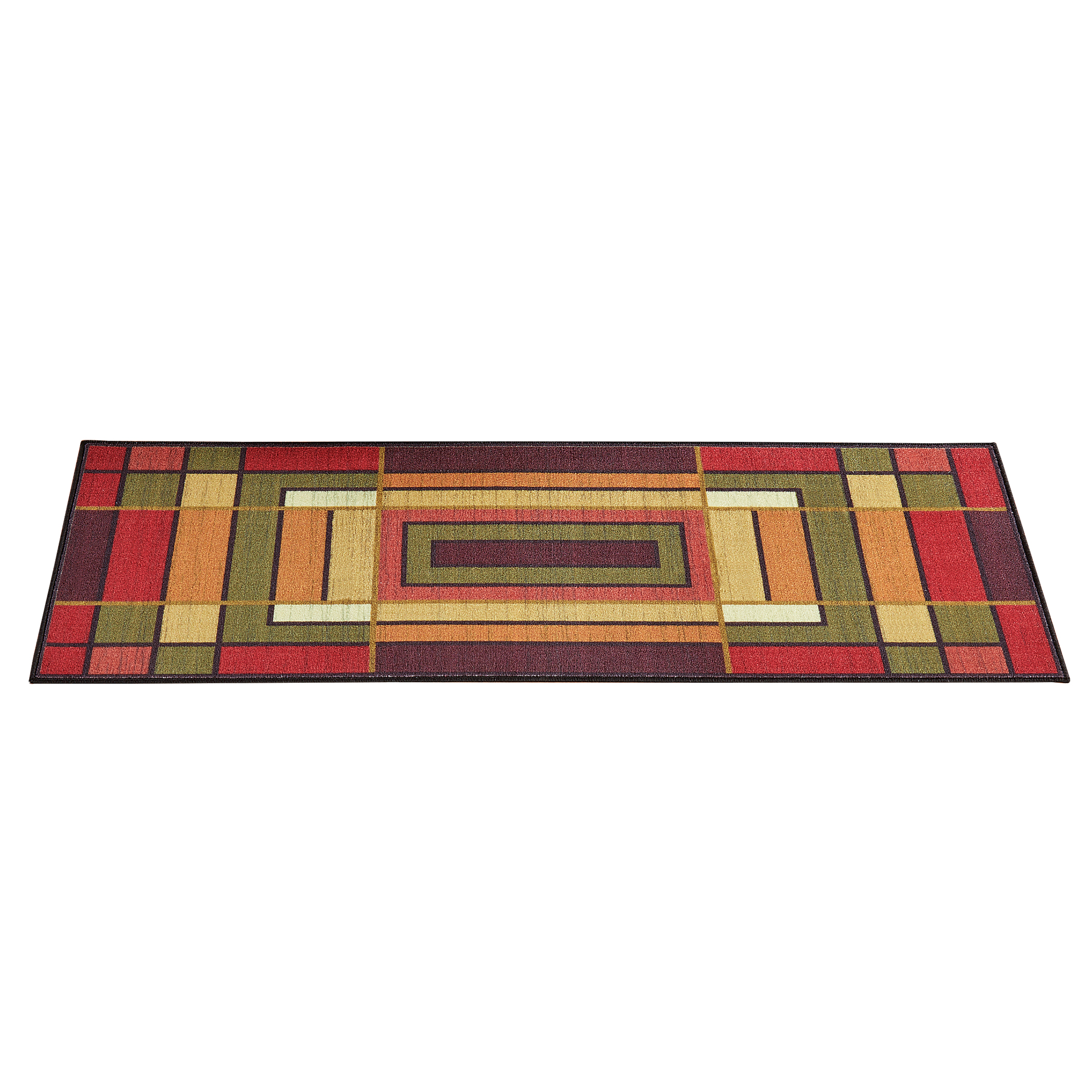 Elegant Color Block Skid-Resistant Accent Rug, 22" X 60"