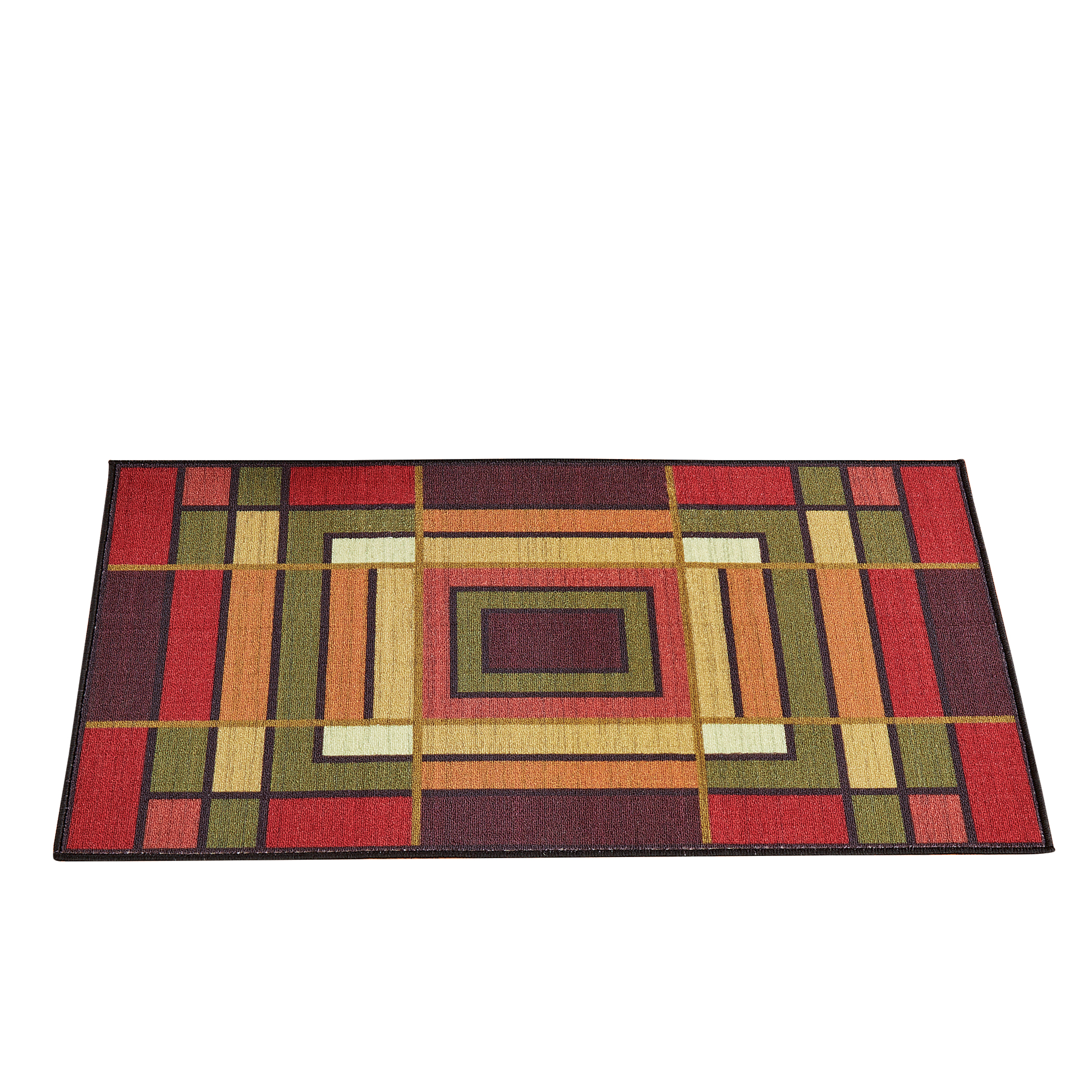 Elegant Color Block Skid-Resistant Accent Rug, 26" X 45"