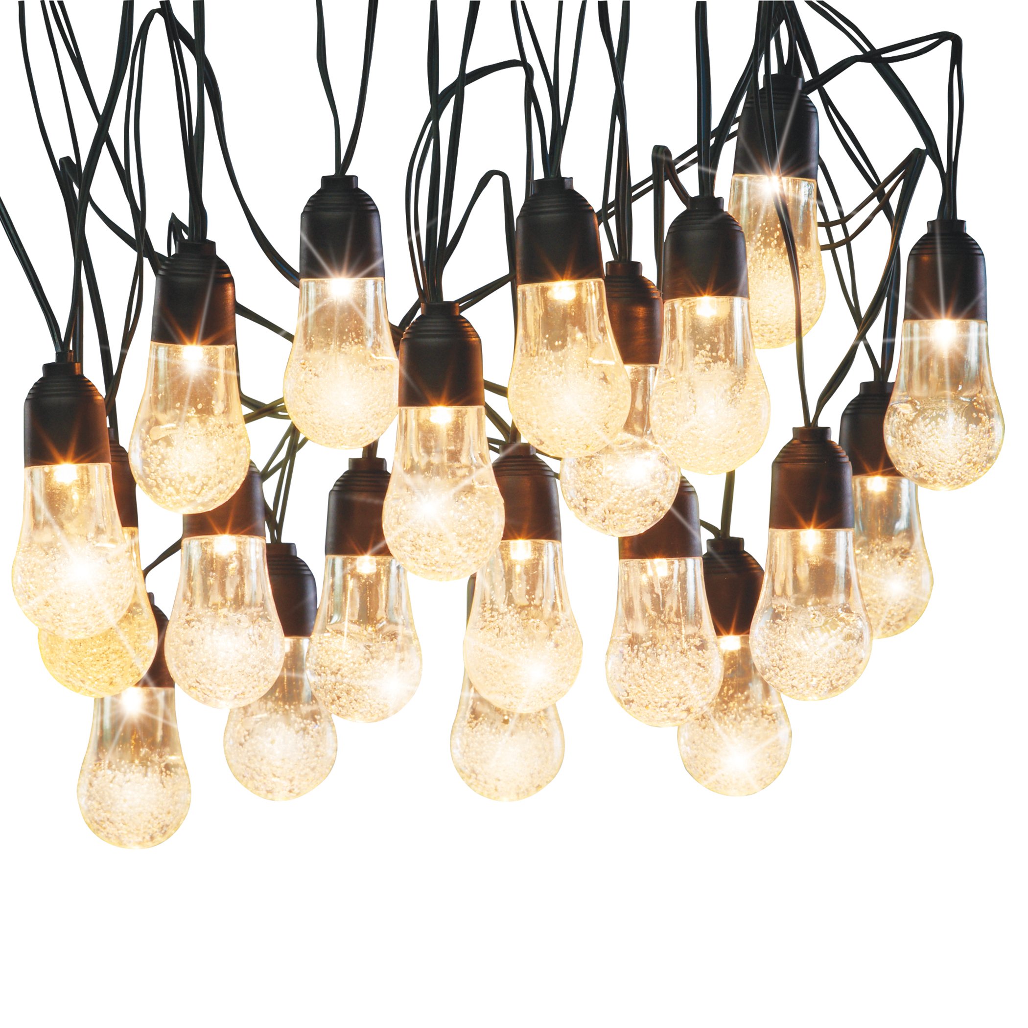 Solar Powered Bubbles Outdoor String Lights, Warm White