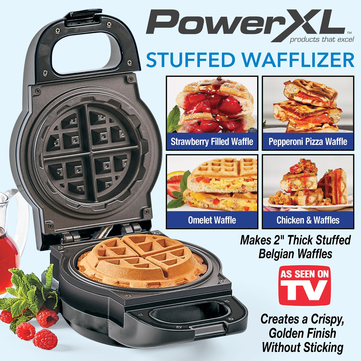 Power XL Wafflizer Stuffed Waffle Maker and Belgian Waffle Iron