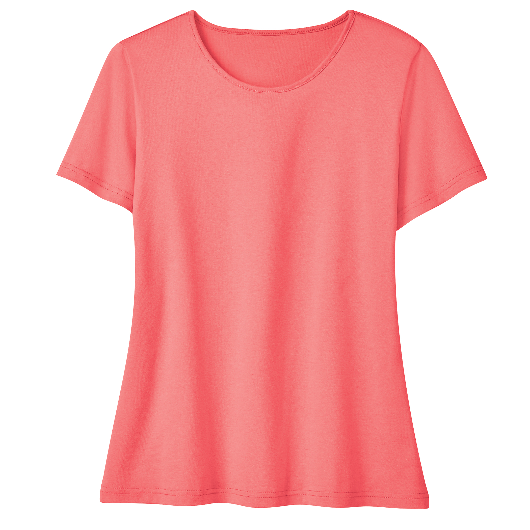 Women's Soft Knit Crew Neck Short Sleeve Cotton Tee coral rose XX-Large