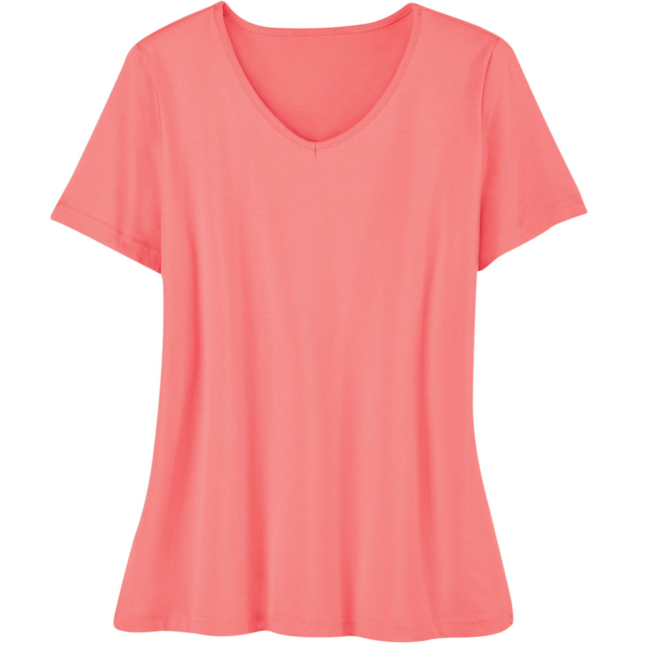 Soft Knit V-Neck Short-Sleeve Basic Cotton and Polyester Tee - Picture 3 of 10