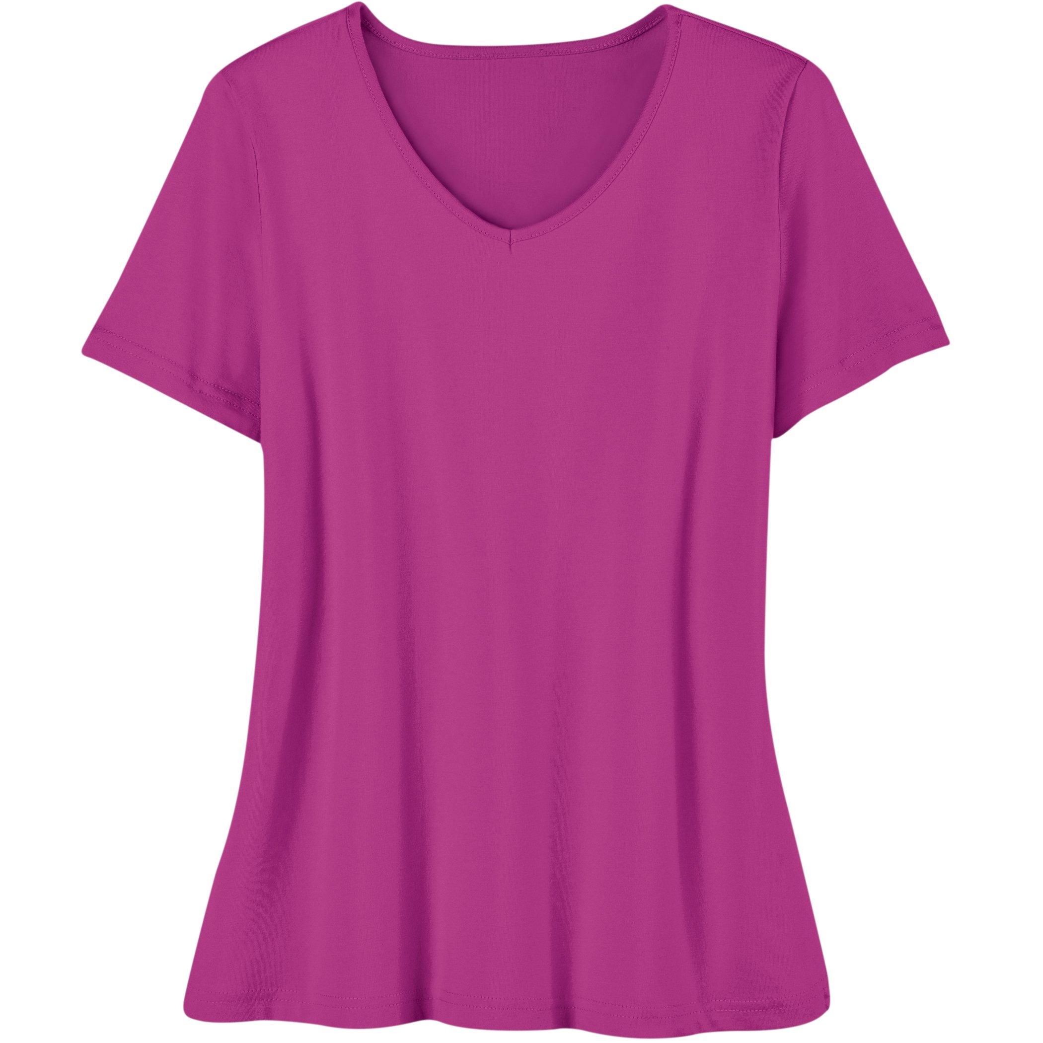 Soft Knit V-Neck Short-Sleeve Basic Cotton and Polyester Tee - Picture 4 of 10