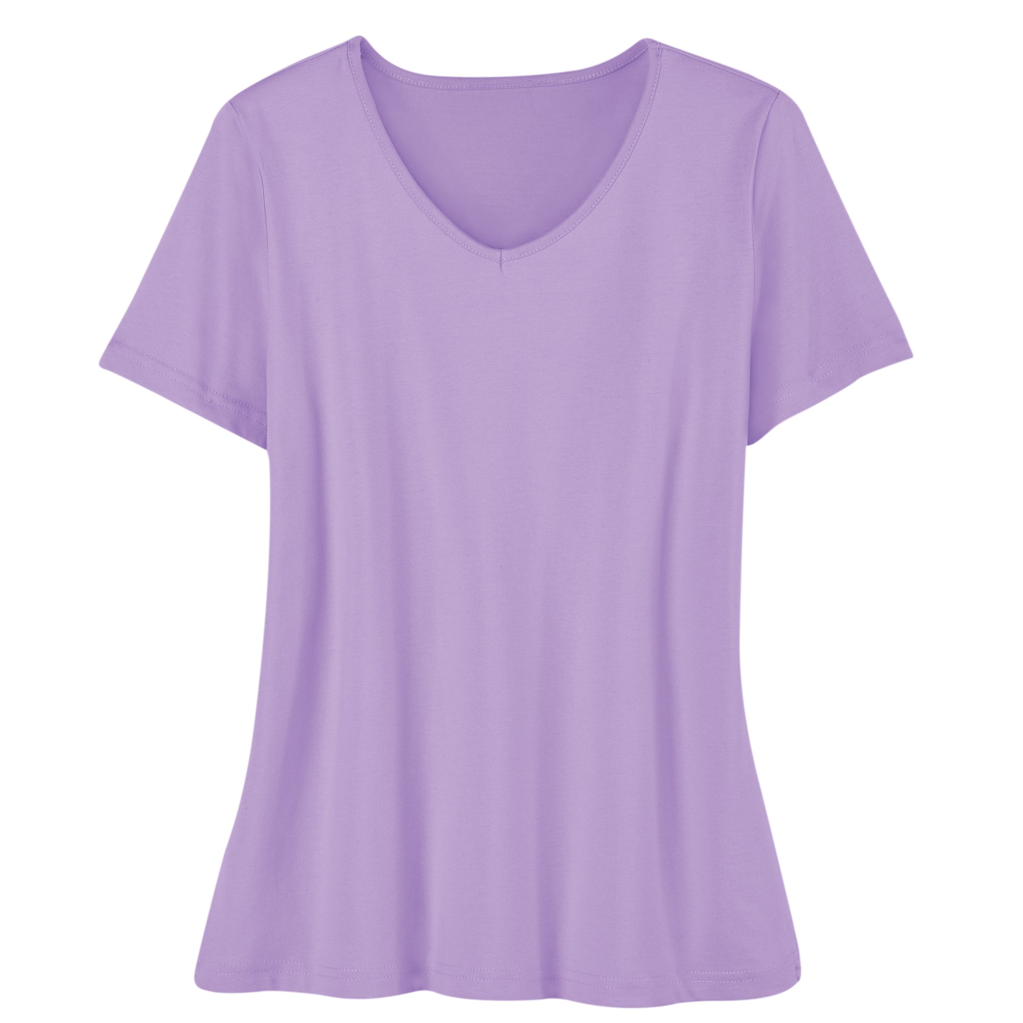Soft Knit V-Neck Short-Sleeve Basic Cotton and Polyester Tee - Picture 5 of 10