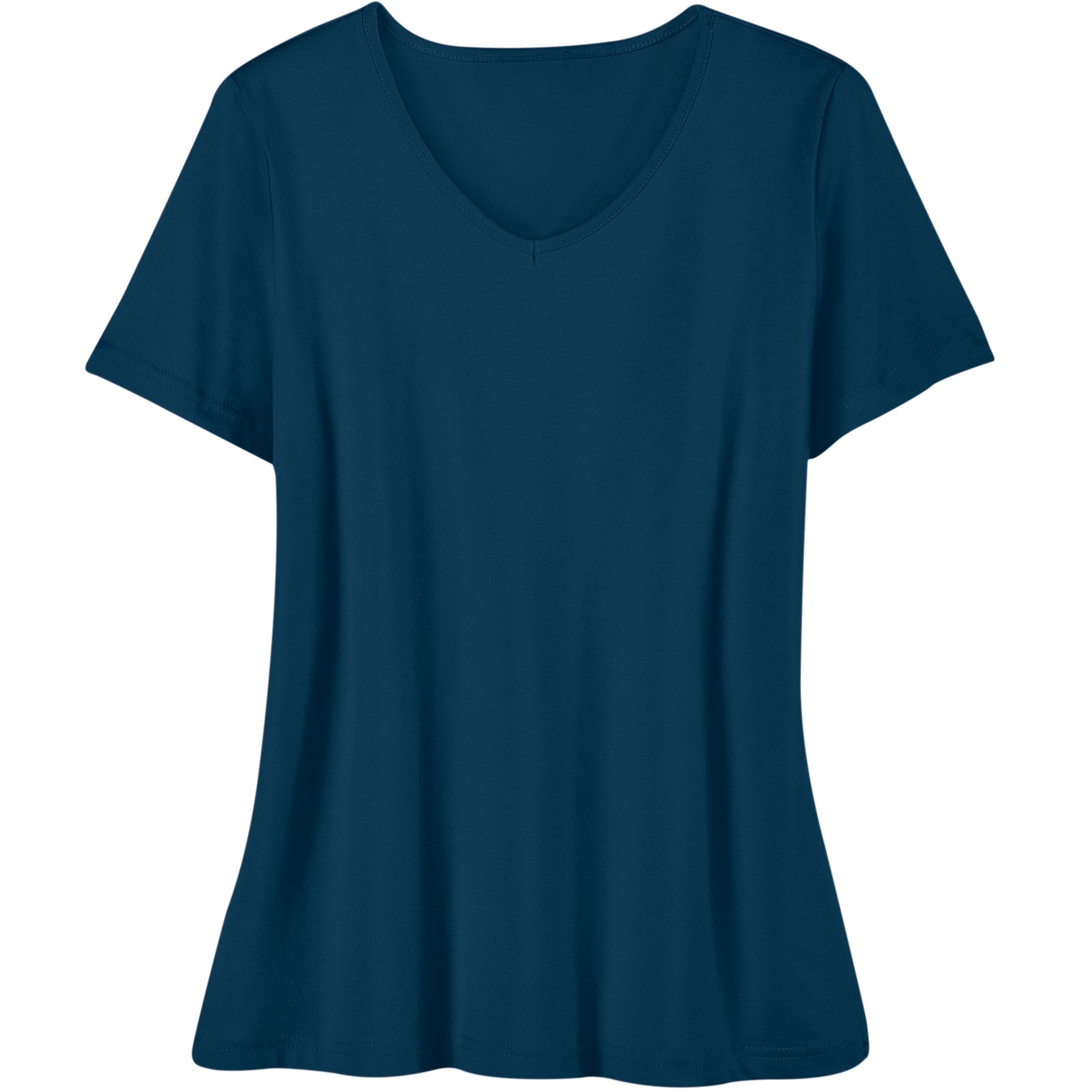 Soft Knit V-Neck Short-Sleeve Basic Cotton and Polyester Tee - Picture 7 of 10