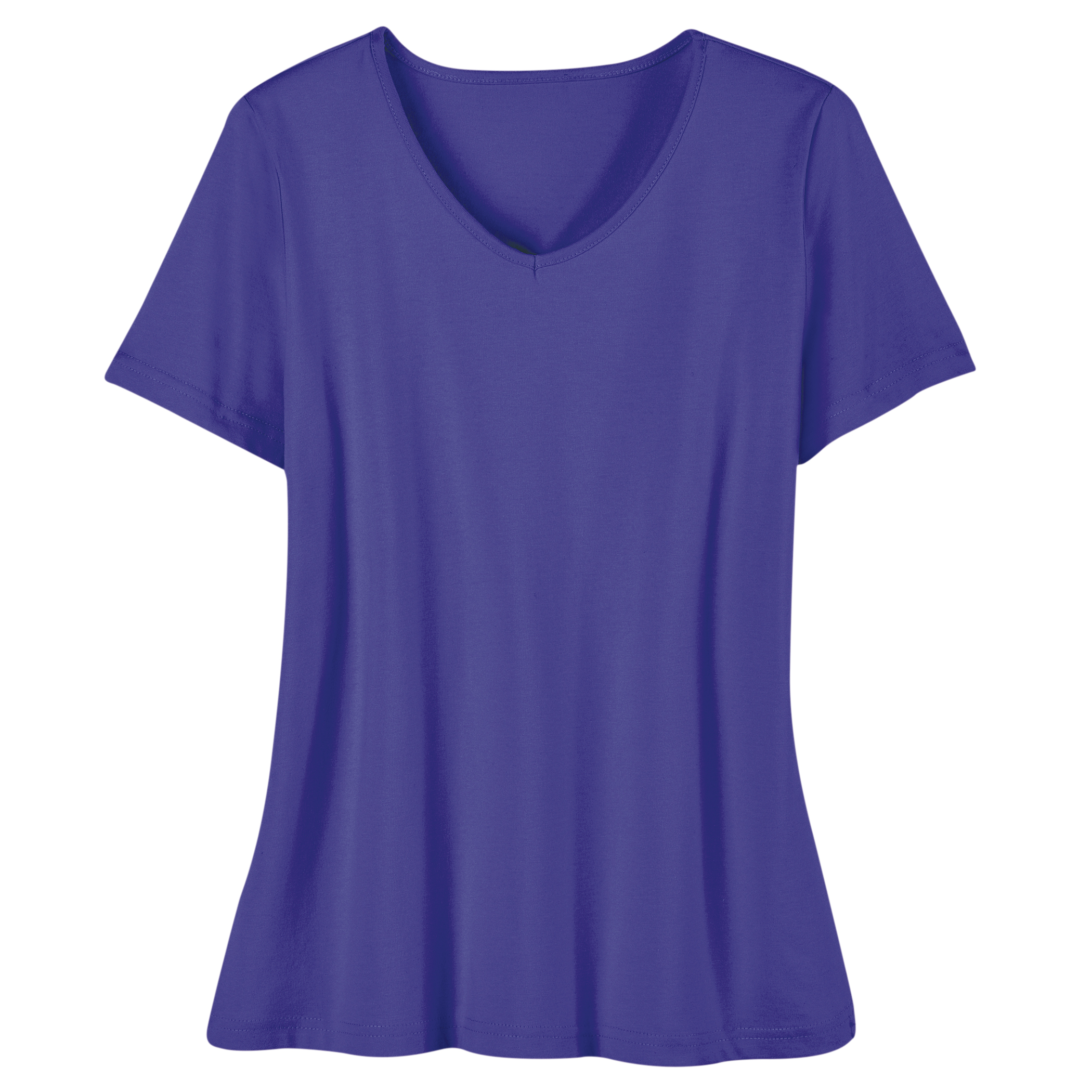 Soft Knit V-Neck Short-Sleeve Basic Cotton and Polyester Tee - Picture 8 of 10