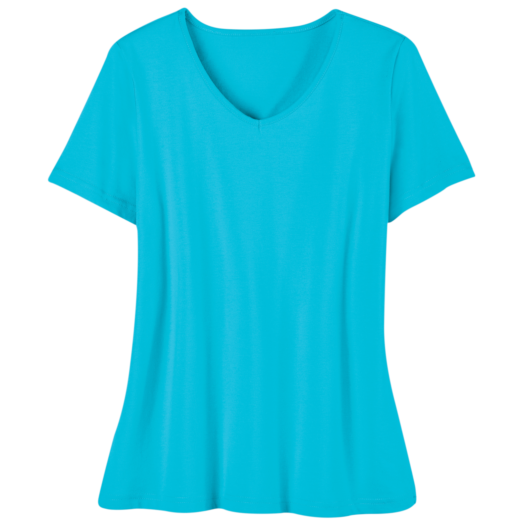 Soft Knit V-Neck Short-Sleeve Basic Cotton and Polyester Tee - Picture 9 of 10