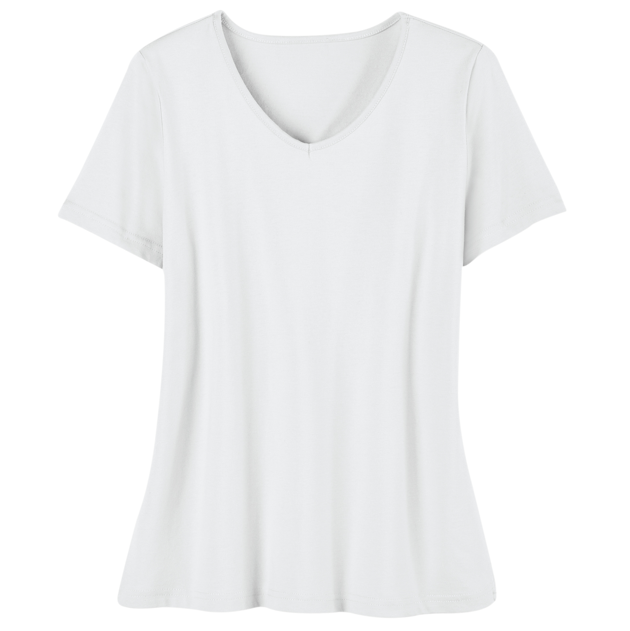 Soft Knit V-Neck Short-Sleeve Basic Cotton and Polyester Tee - Picture 10 of 10